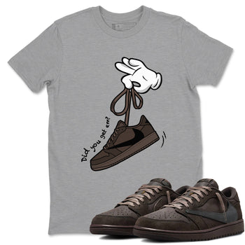 AJ1 Travis Scott Velvet Brown and Dark Mocha shirts to match jordans Cartoon Hands sneaker match tees 1s Travis Scott Velvet Brown match shoes to clothes SNRT Sneaker Tees unisex cotton Heather Grey 1 shirts