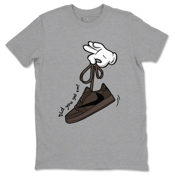 AJ1 Travis Scott Velvet Brown and Dark Mocha shirts to match jordans Cartoon Hands sneaker match tees 1s Travis Scott Velvet Brown match shoes to clothes SNRT Sneaker Tees unisex cotton Heather Grey 2 shirts