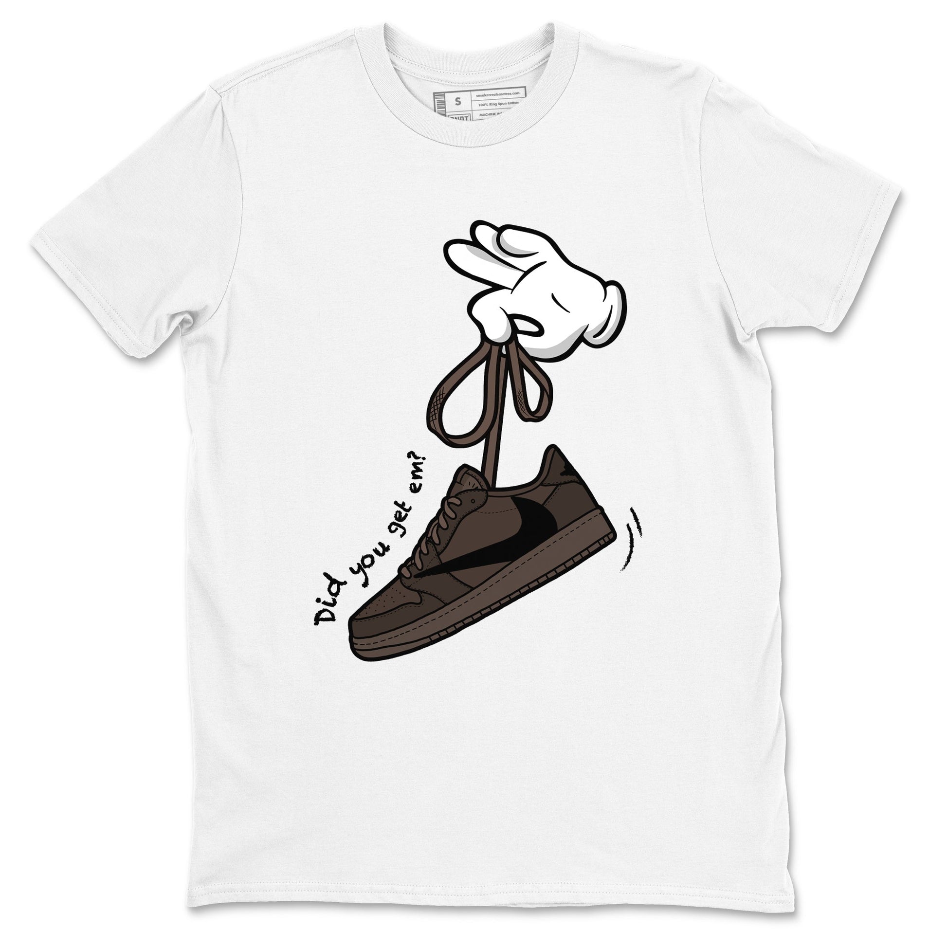 AJ1 Travis Scott Velvet Brown and Dark Mocha shirts to match jordans Cartoon Hands sneaker match tees 1s Travis Scott Velvet Brown match shoes to clothes SNRT Sneaker Tees unisex cotton White 2 shirts
