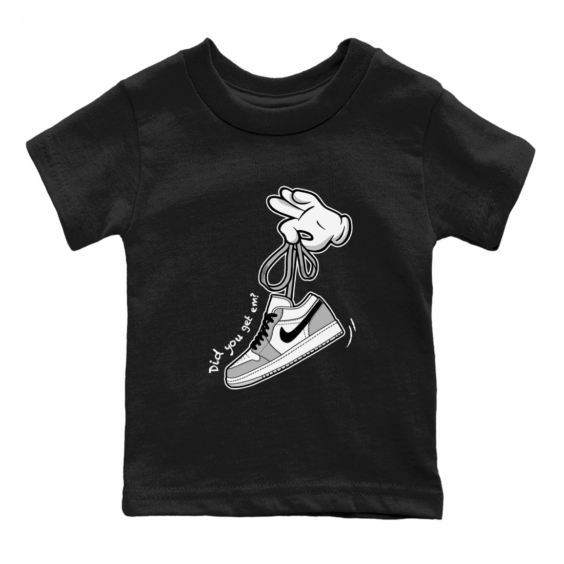 1s Wolf Grey shirts to match jordans Cartoon Hands sneaker match tees Air Jordan 1 Wolf Grey SNRT Sneaker Tees streetwear brand Baby and Youth Black 2 cotton tee