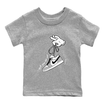 1s Wolf Grey shirts to match jordans Cartoon Hands sneaker match tees Air Jordan 1 Wolf Grey SNRT Sneaker Tees streetwear brand Baby and Youth Heather Grey 2 cotton tee