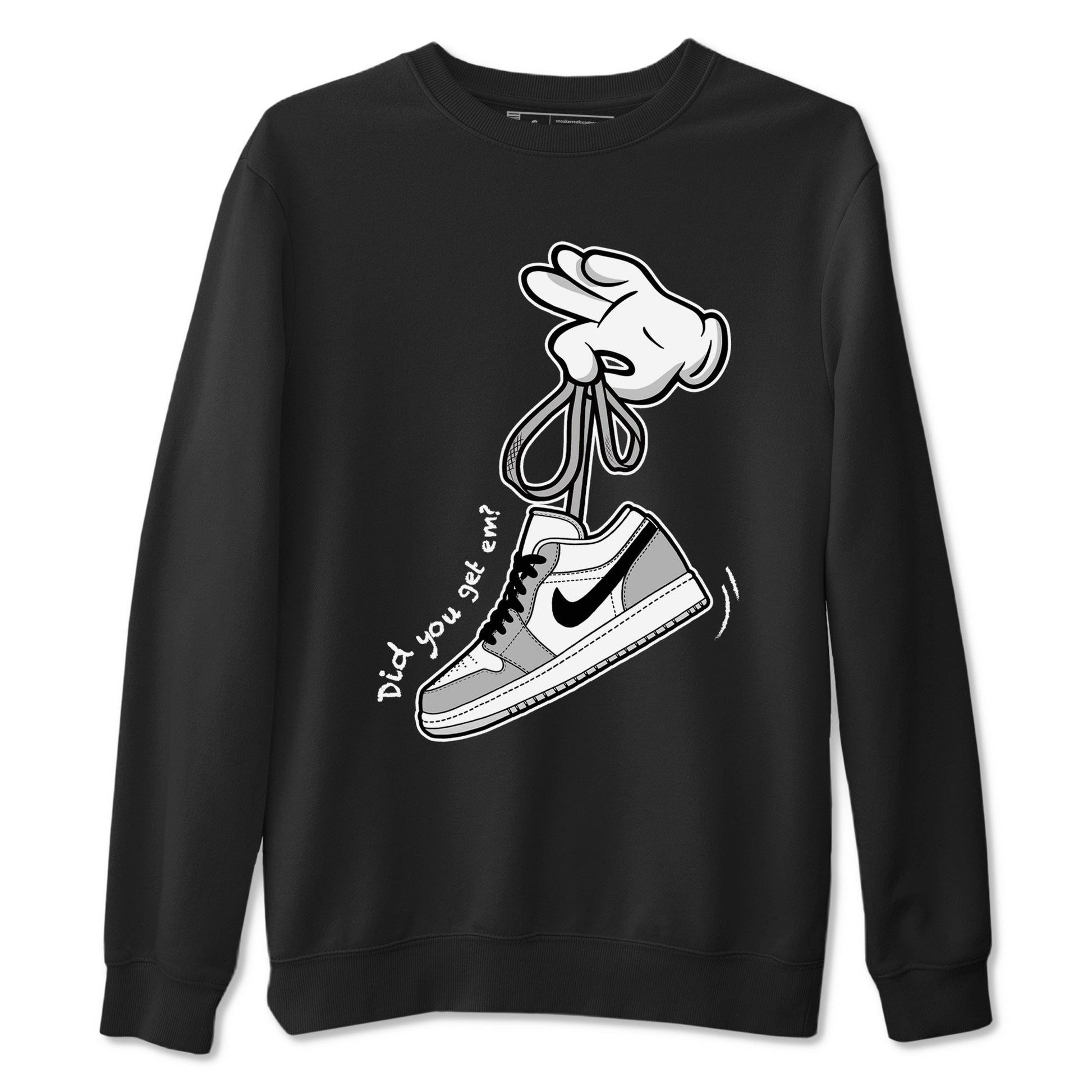 1s Wolf Grey shirts to match jordans Cartoon Hands sneaker match tees Air Jordan 1 Wolf Grey SNRT Sneaker Tees streetwear brand Black 2 unisex cotton tee