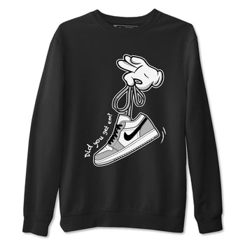 1s Wolf Grey shirts to match jordans Cartoon Hands sneaker match tees Air Jordan 1 Wolf Grey SNRT Sneaker Tees streetwear brand Black 2 unisex cotton tee