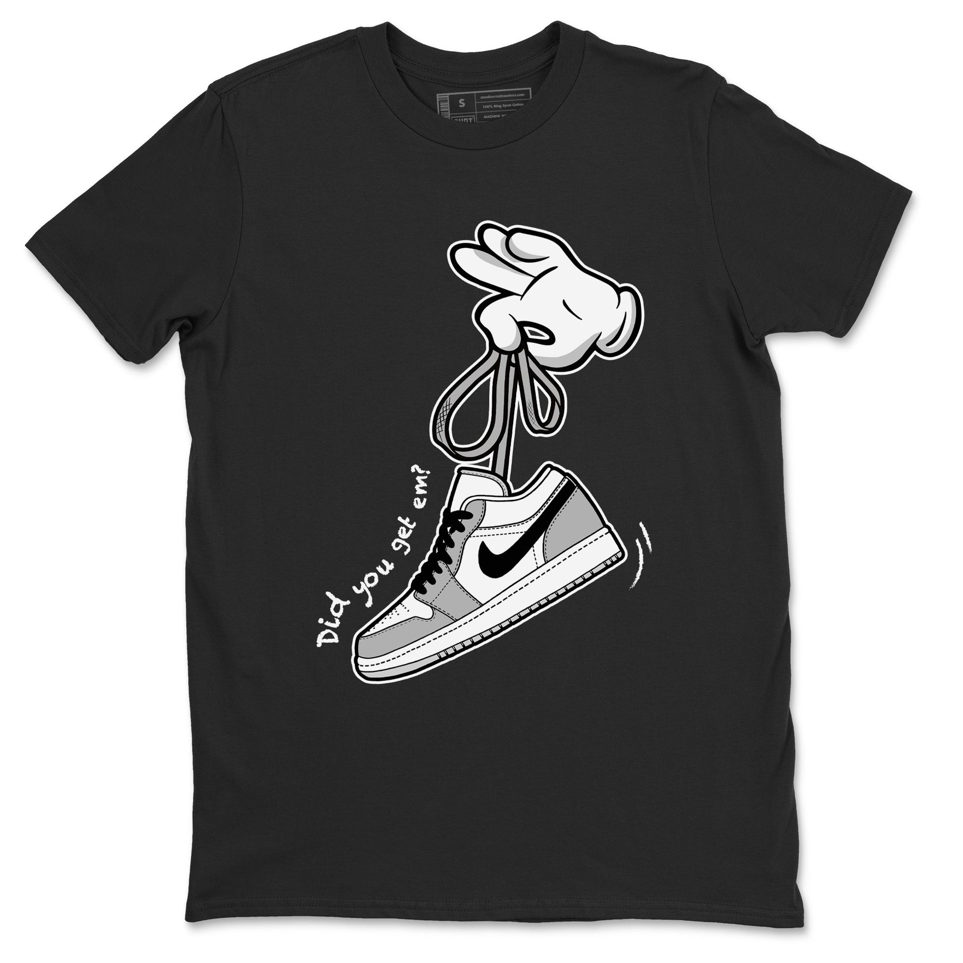 1s Wolf Grey shirts to match jordans Cartoon Hands sneaker match tees Air Jordan 1 Wolf Grey SNRT Sneaker Tees streetwear brand Black 2 unisex cotton tee