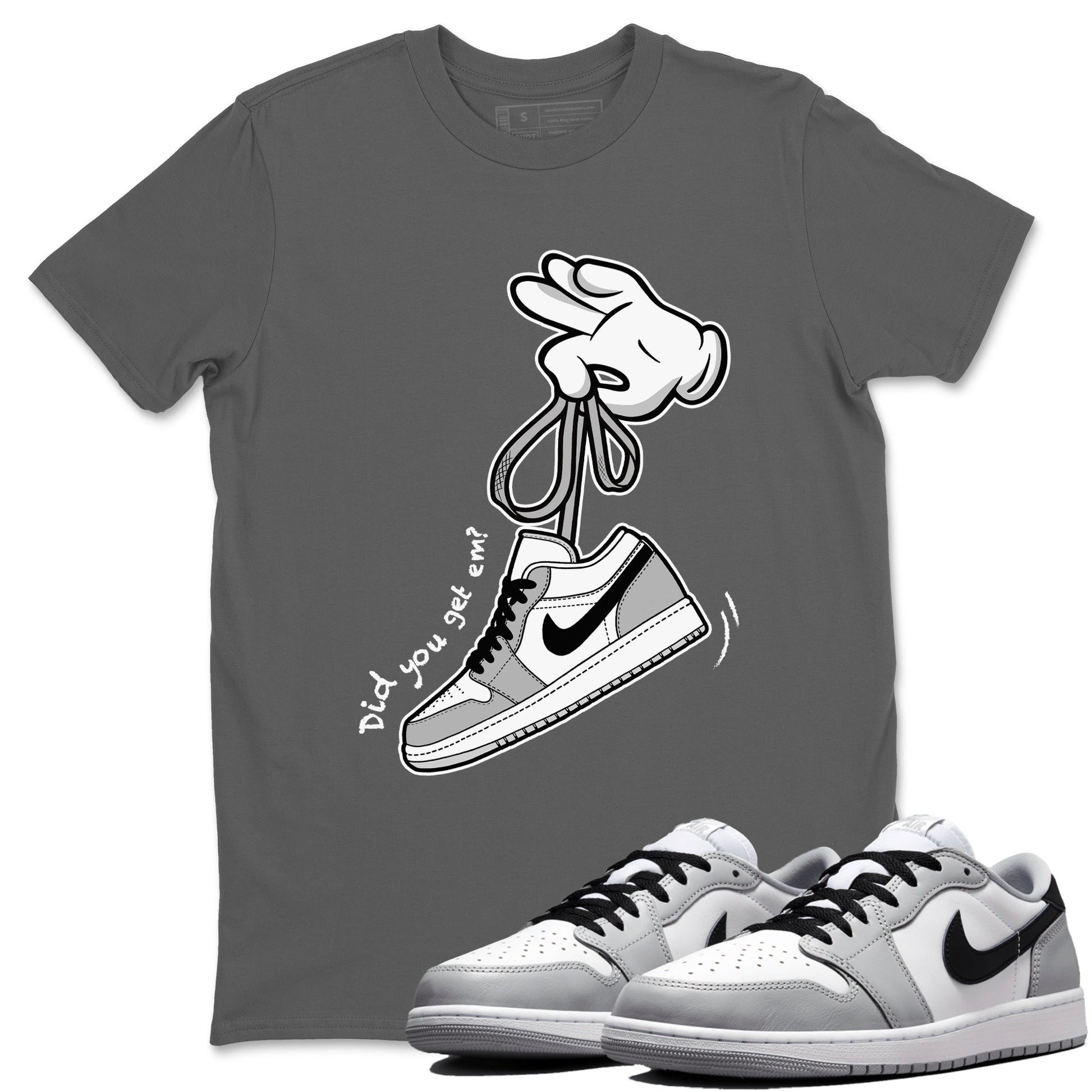 1s Wolf Grey shirts to match jordans Cartoon Hands sneaker match tees Air Jordan 1 Wolf Grey SNRT Sneaker Tees streetwear brand Cool Grey 1 unisex cotton tee