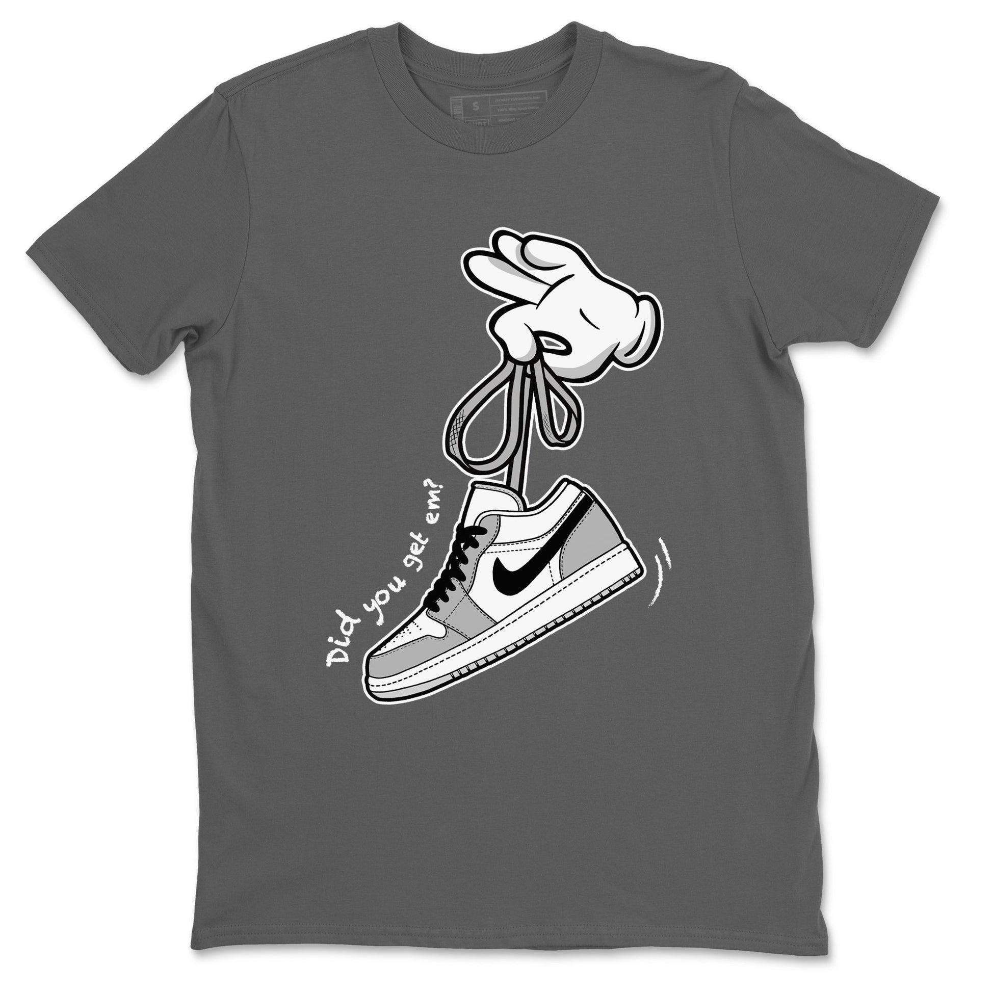 1s Wolf Grey shirts to match jordans Cartoon Hands sneaker match tees Air Jordan 1 Wolf Grey SNRT Sneaker Tees streetwear brand Cool Grey 2 unisex cotton tee