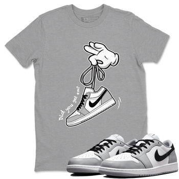1s Wolf Grey shirts to match jordans Cartoon Hands sneaker match tees Air Jordan 1 Wolf Grey SNRT Sneaker Tees streetwear brand Heather Grey 1 unisex cotton tee