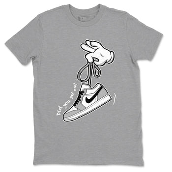 1s Wolf Grey shirts to match jordans Cartoon Hands sneaker match tees Air Jordan 1 Wolf Grey SNRT Sneaker Tees streetwear brand Heather Grey 2 unisex cotton tee
