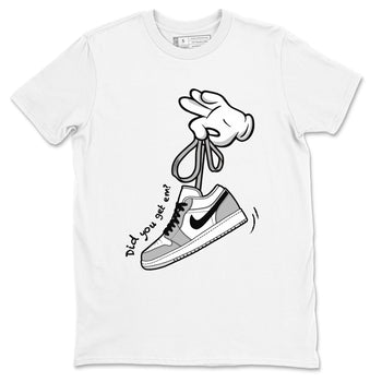 1s Wolf Grey shirts to match jordans Cartoon Hands sneaker match tees Air Jordan 1 Wolf Grey SNRT Sneaker Tees streetwear brand White 2 unisex cotton tee