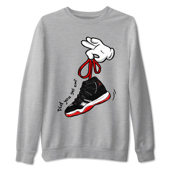 11s Bred Velvet shirts to match jordans Cartoon Hands sneaker match tees Air Jordan 11 Retro Bred Velvet match shoes to clothes SNRT Sneaker Tees unisex cotton Heather Grey 2 shirts