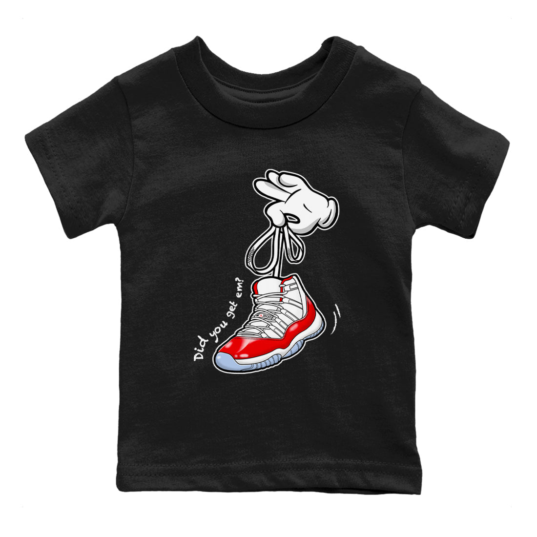 11s Cherry shirts to match jordans Cartoon Hands sneaker match tees Air Jordan 11 Retro Cherry match shoes to clothes SNRT Sneaker Tees Youth Baby Black 2 tee