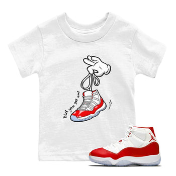 11s Cherry shirts to match jordans Cartoon Hands sneaker match tees Air Jordan 11 Retro Cherry match shoes to clothes SNRT Sneaker Tees Youth Baby White 1 tee