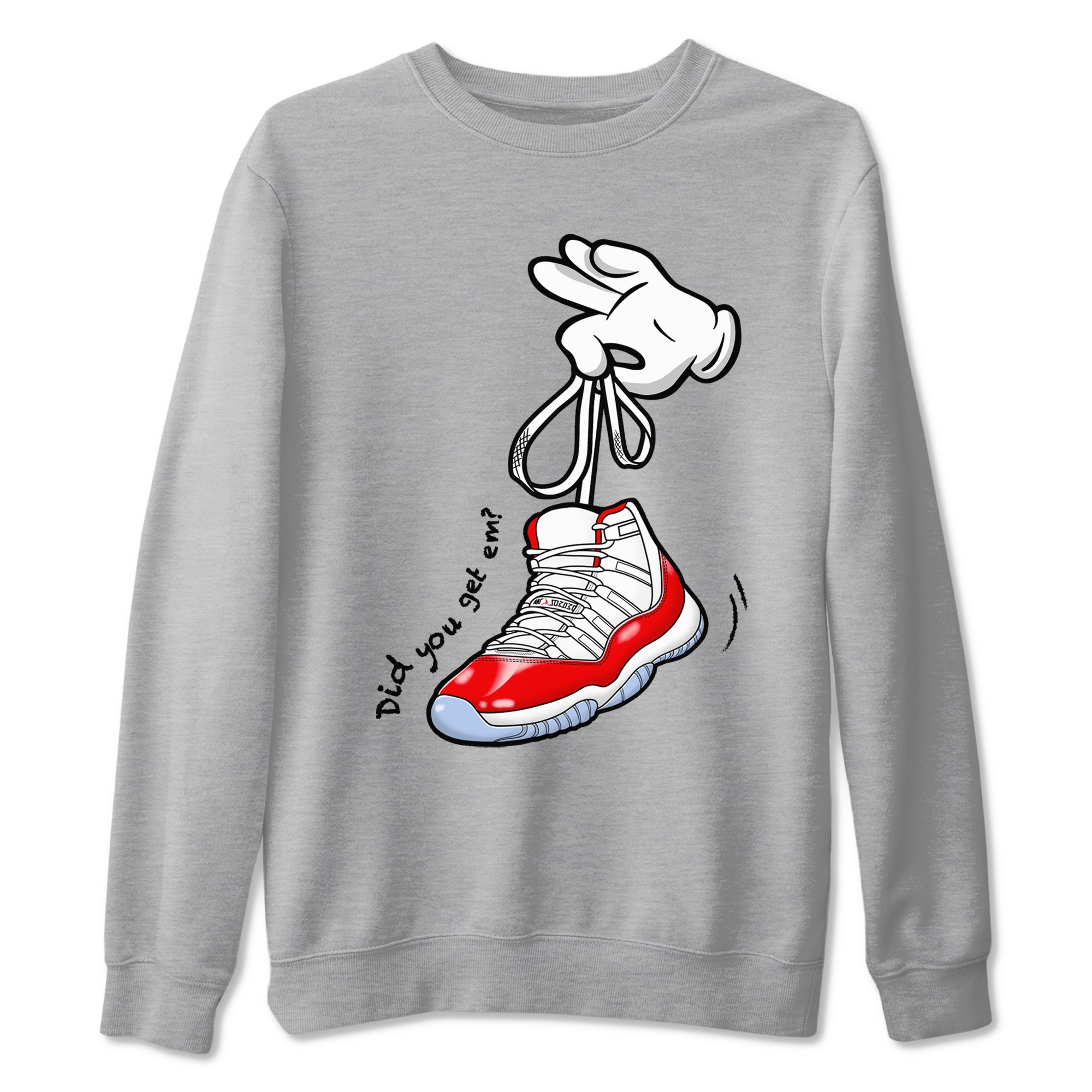 11s Cherry shirts to match jordans Cartoon Hands sneaker match tees Air Jordan 11 Retro Cherry match shoes to clothes SNRT Sneaker Tees unisex cotton Heather Grey 2 shirts