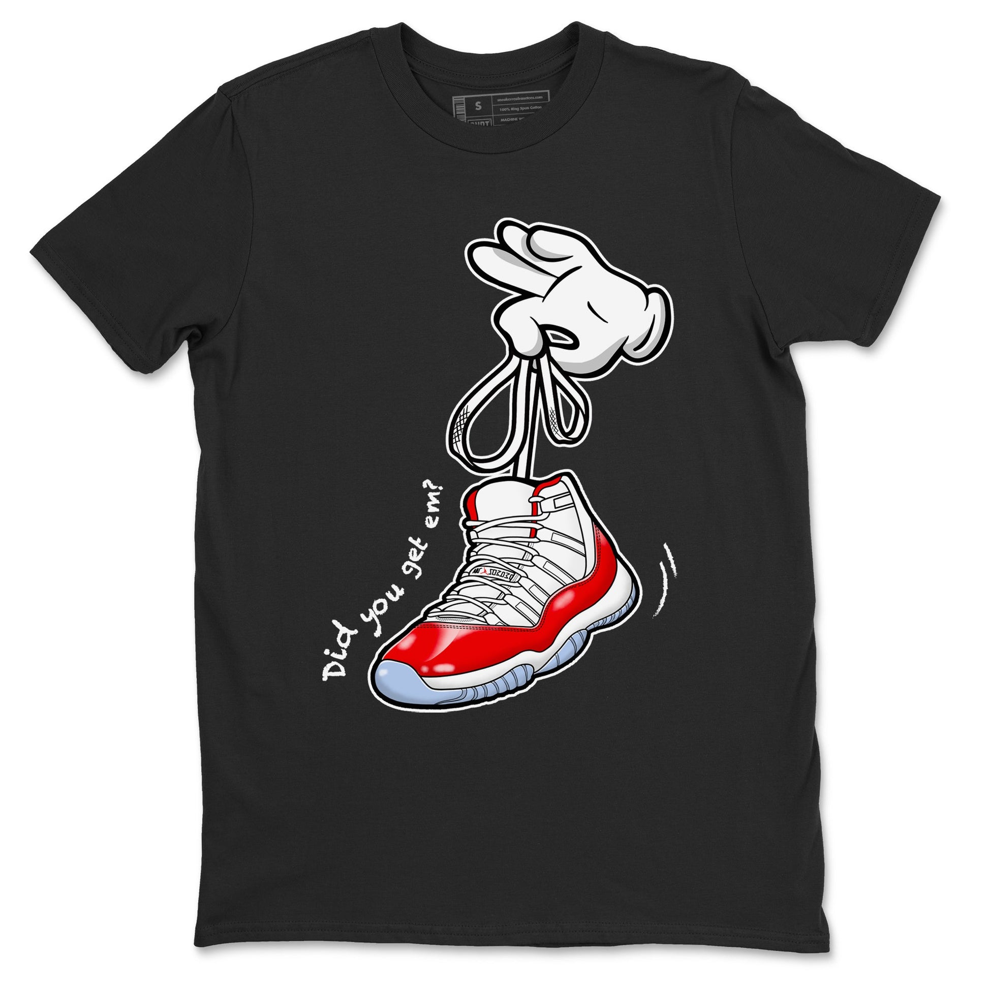 11s Cherry shirts to match jordans Cartoon Hands sneaker match tees Air Jordan 11 Retro Cherry match shoes to clothes SNRT Sneaker Tees unisex cotton Black 2 shirts