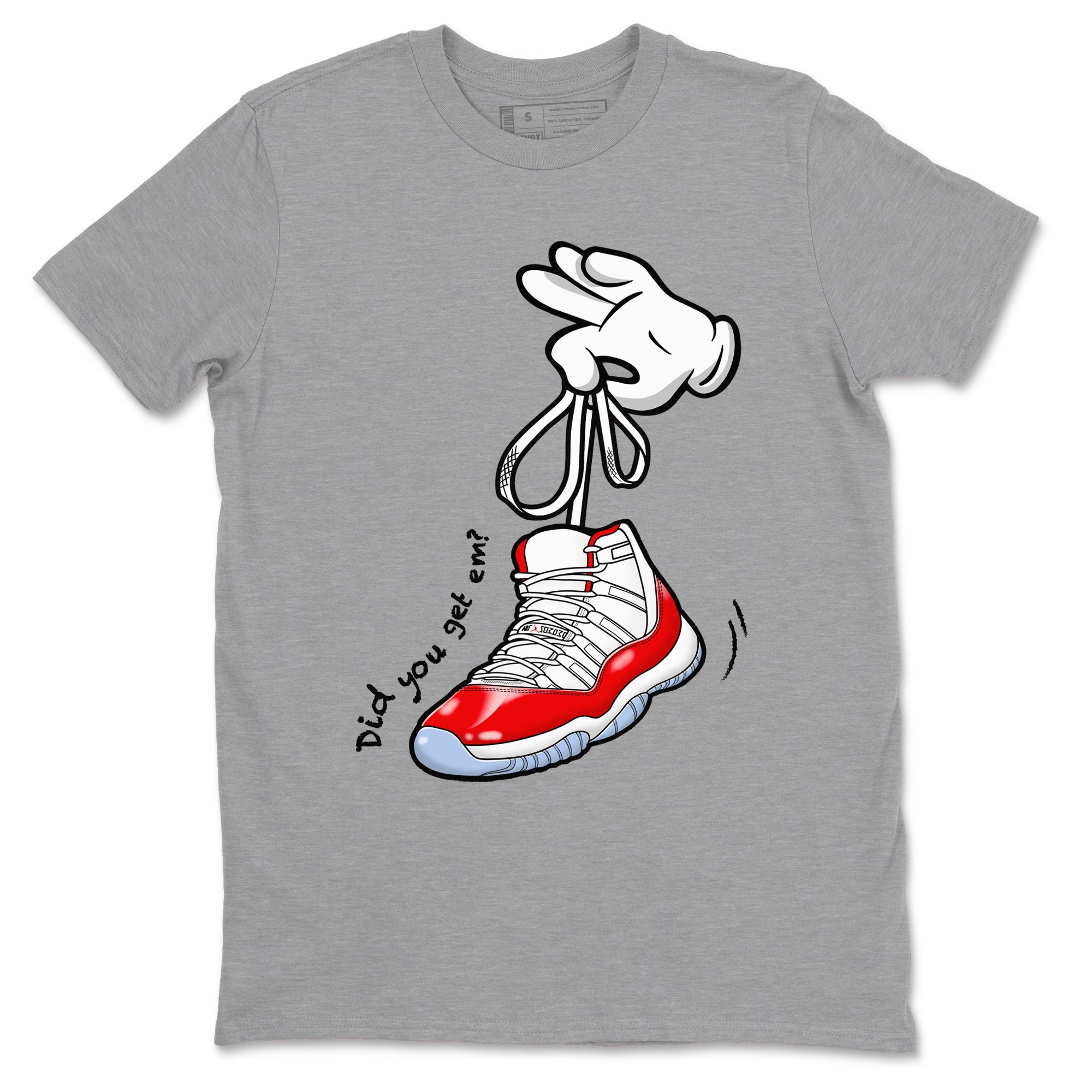 11s Cherry shirts to match jordans Cartoon Hands sneaker match tees Air Jordan 11 Retro Cherry match shoes to clothes SNRT Sneaker Tees unisex cotton Heather Grey 2 shirts