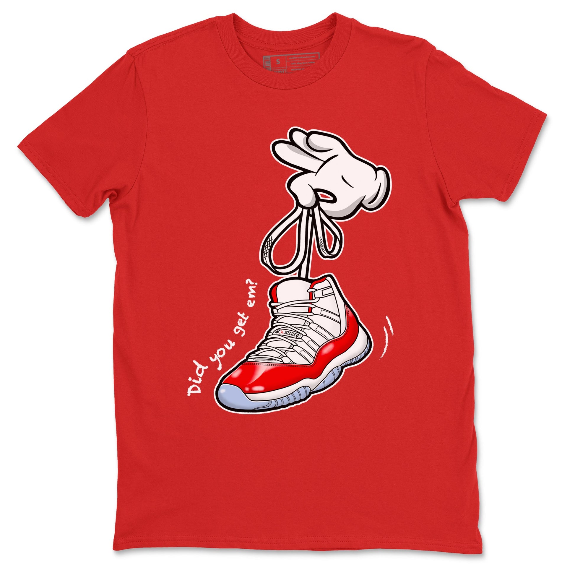 11s Cherry shirts to match jordans Cartoon Hands sneaker match tees Air Jordan 11 Retro Cherry match shoes to clothes SNRT Sneaker Tees unisex cotton Red 2 shirts