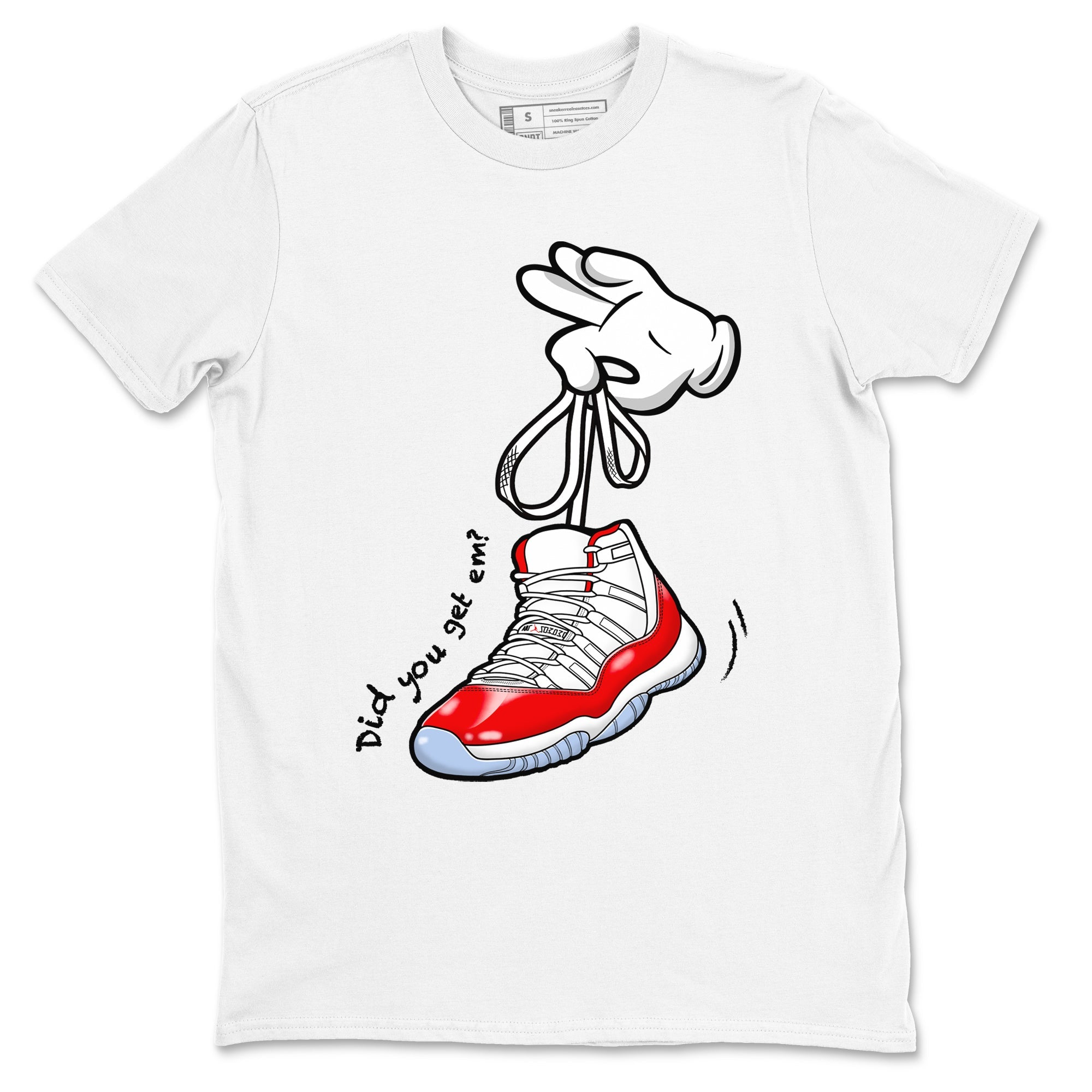 11s Cherry shirts to match jordans Cartoon Hands sneaker match tees Air Jordan 11 Retro Cherry match shoes to clothes SNRT Sneaker Tees unisex cotton White 2 shirts