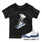 11s Diffused Blue shirts to match jordans Cartoon Hands sneaker match tees Air Jordan 11 Diffused Blue SNRT Sneaker Release Tees Youth Baby Black 1 crew neck shirts