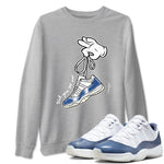 11s Diffused Blue shirts to match jordans Cartoon Hands sneaker match tees Air Jordan 11 Diffused Blue SNRT Sneaker Release Tees unisex cotton Heather Grey 1 crew neck shirts