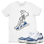 11s Diffused Blue shirts to match jordans Cartoon Hands sneaker match tees Air Jordan 11 Diffused Blue SNRT Sneaker Release Tees unisex cotton White 1 crew neck shirts