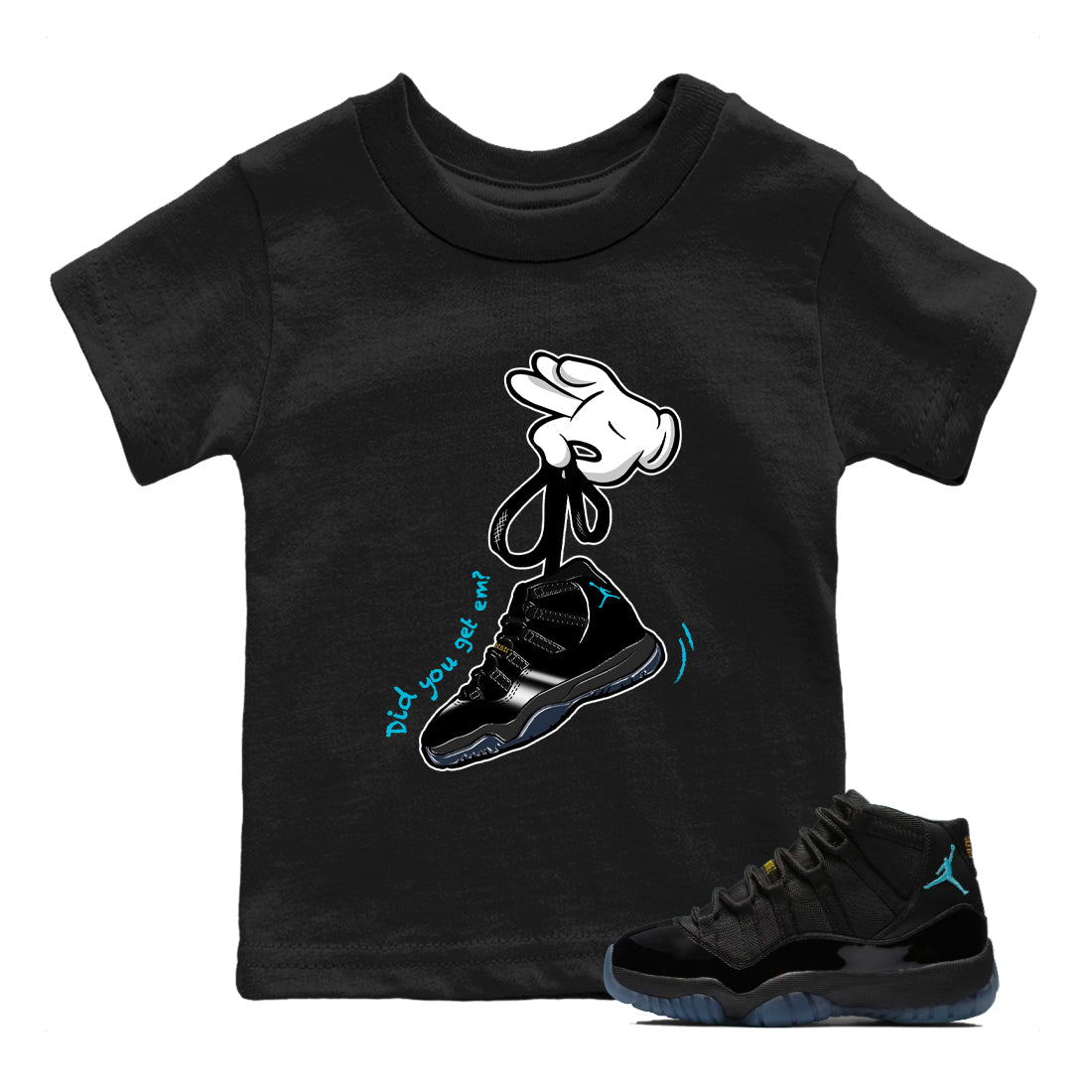 Sneaker Threads – Sneaker Tees To Match Air Jordan 11 Retro Gamma – Cartoon Hands Youth Graphic Tee Black 1. Perfect for Jordan releases 2025 colorways.