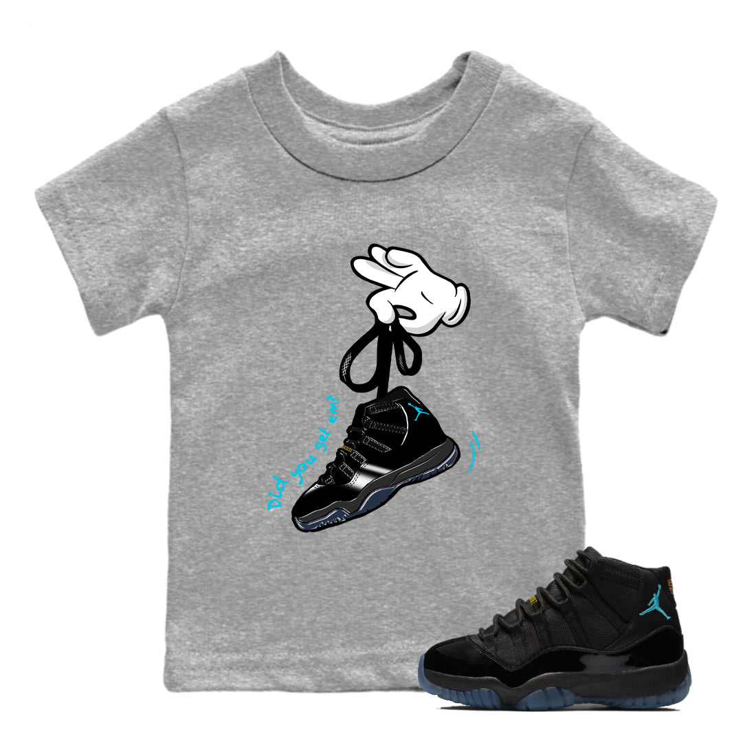 Sneaker Threads – Sneaker Tees To Match Air Jordan 11 Retro Gamma – Cartoon Hands Youth Graphic Tee Heather Grey 1. Perfect for Jordan releases 2025 colorways.