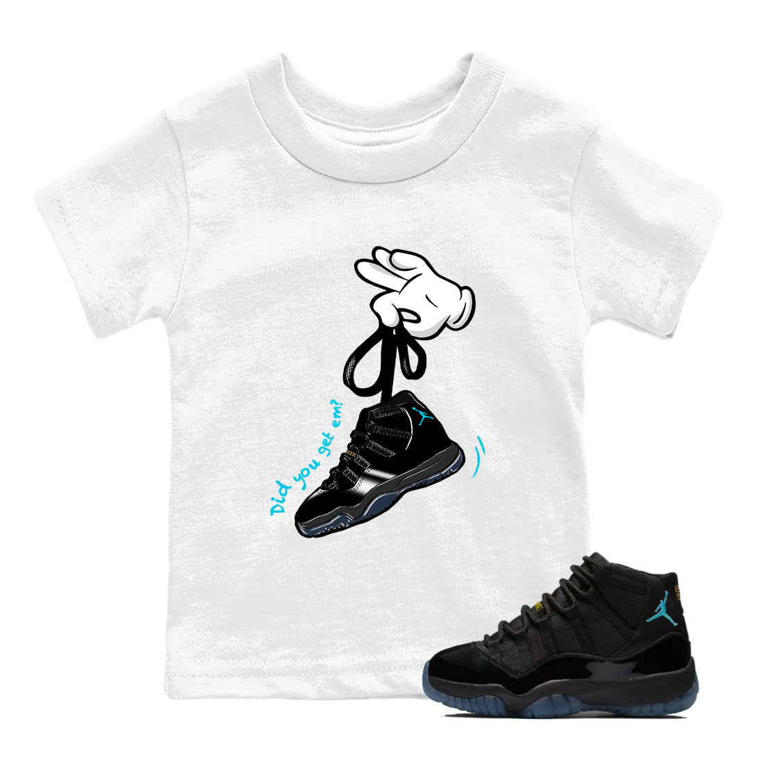 Sneaker Threads – Sneaker Tees To Match Air Jordan 11 Retro Gamma – Cartoon Hands Youth Graphic Tee White 1. Perfect for Jordan releases 2025 colorways.