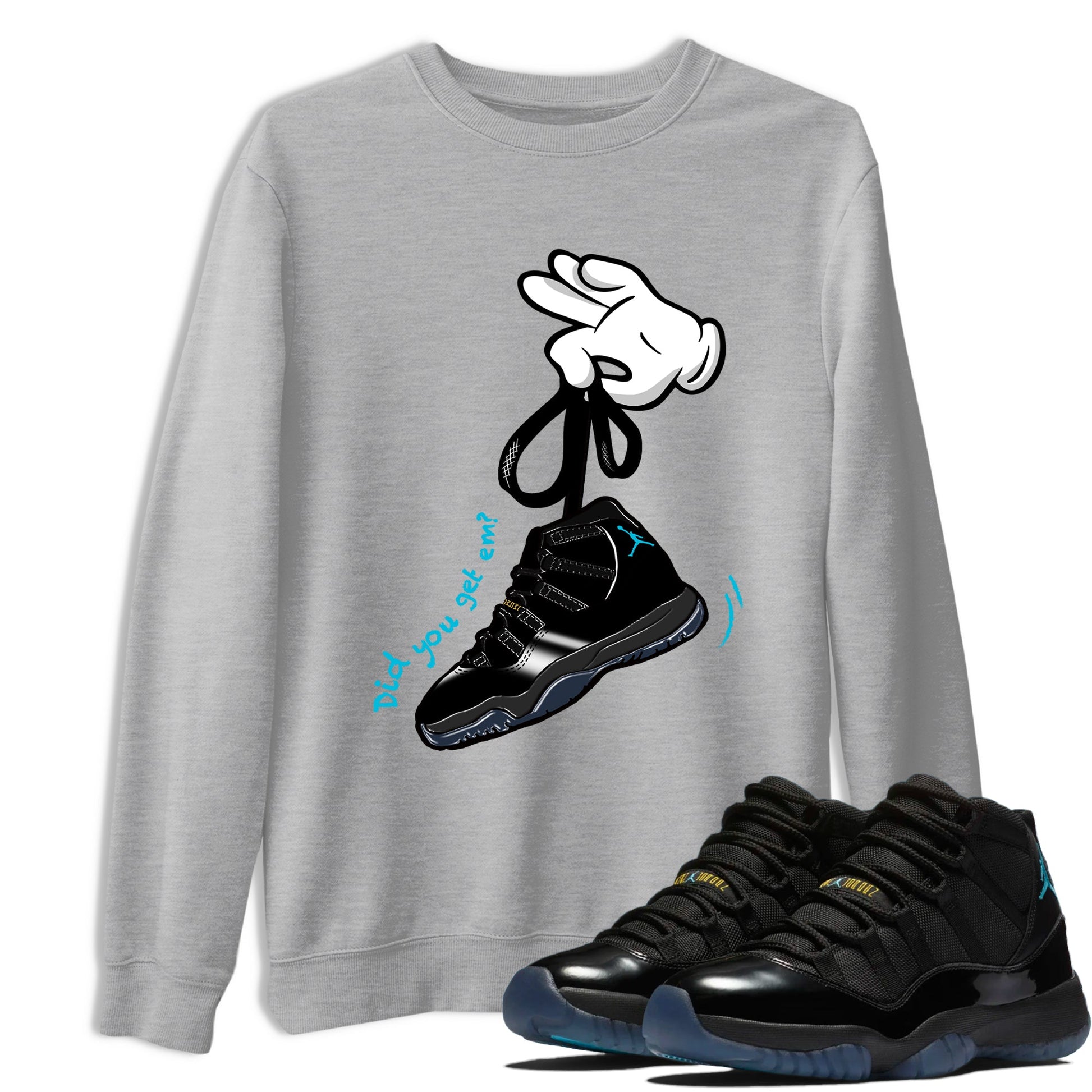 Sneaker Threads – Sneaker Tees To Match Air Jordan 11 Retro Gamma – Cartoon Hands Graphic Tee Heather Grey 1. Perfect for Jordan releases 2025 colorways.