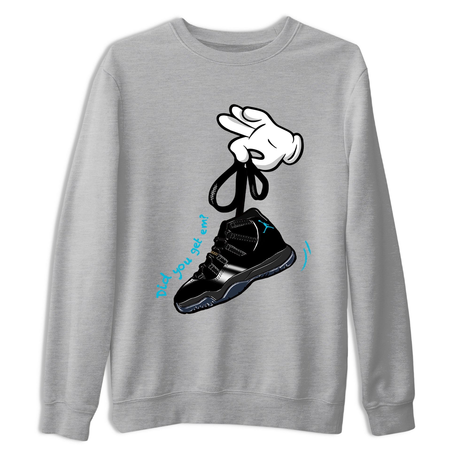 Sneaker Threads – Sneaker Tees To Match Air Jordan 11 Retro Gamma – Cartoon Hands Graphic Tee Heather Grey 2. Perfect for Jordan releases 2025 colorways.