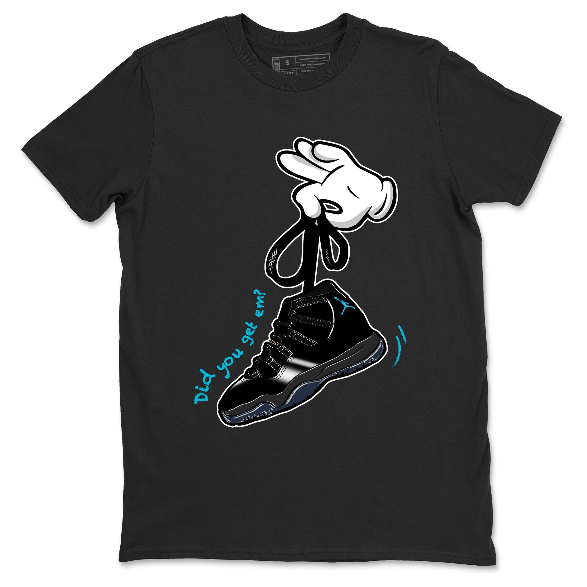 Sneaker Threads – Sneaker Tees To Match Air Jordan 11 Retro Gamma – Cartoon Hands Graphic Tee Black 2. Perfect for Jordan releases 2025 colorways.