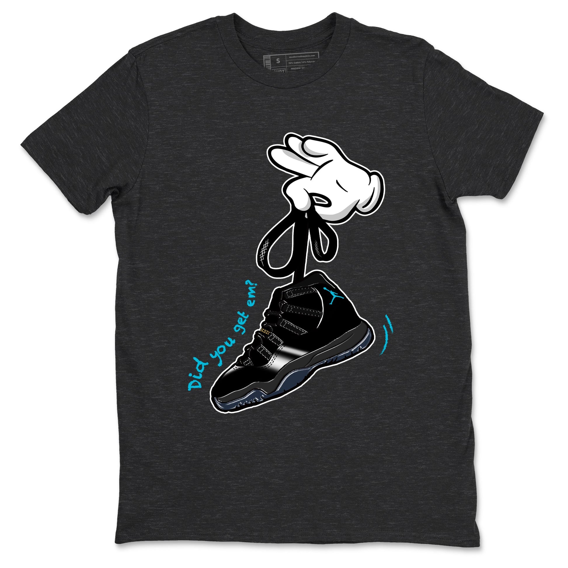 Sneaker Threads – Sneaker Tees To Match Air Jordan 11 Retro Gamma – Cartoon Hands Graphic Tee Charcoal Heather 2. Perfect for Jordan releases 2025 colorways.