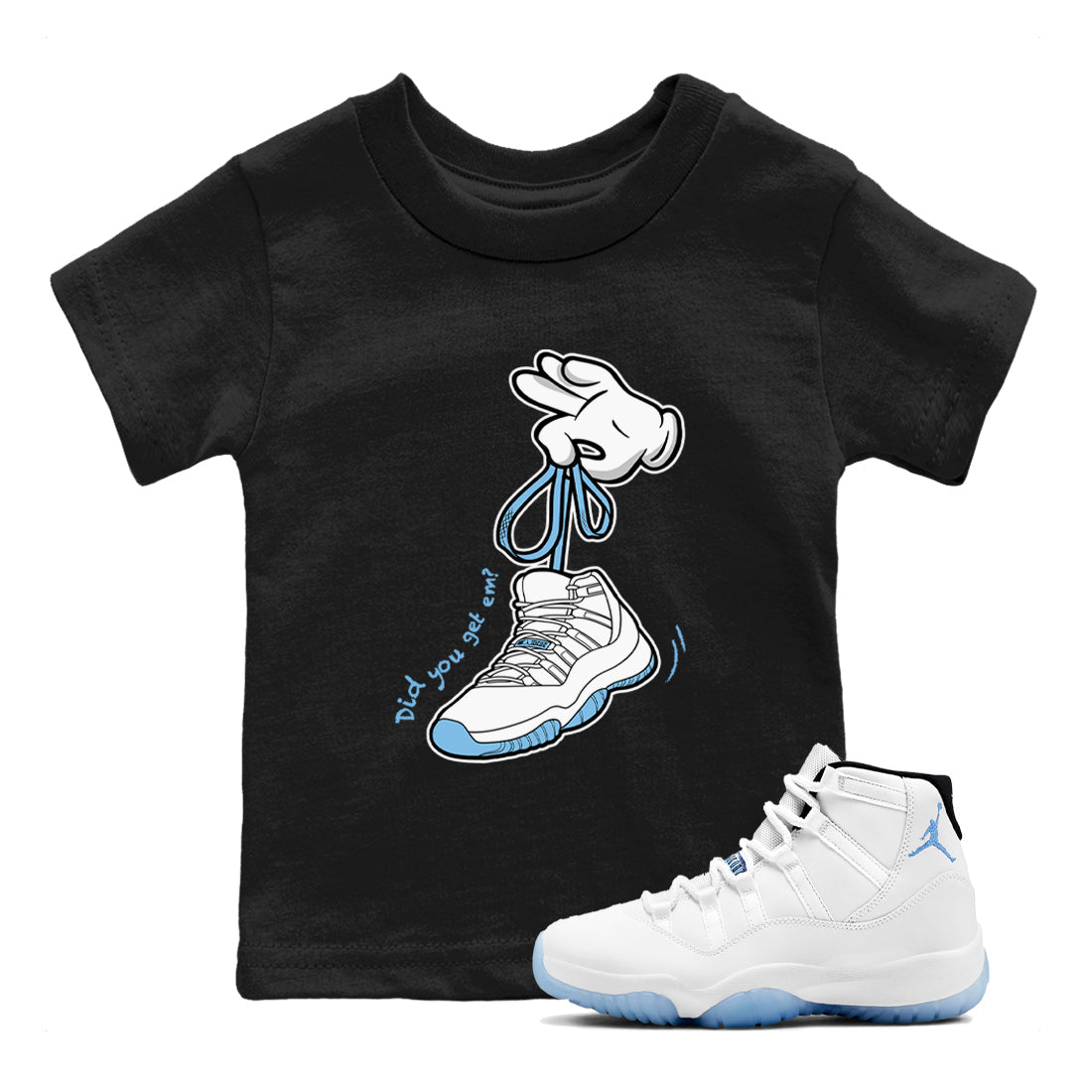 AJ11 Retro Legend Blue shirts to match jordans Cartoon Hands best t shirts to wear with jordans 11s Legend Blue match shoes to clothes SNRT Sneaker Tees Youth Baby Black 1 tee