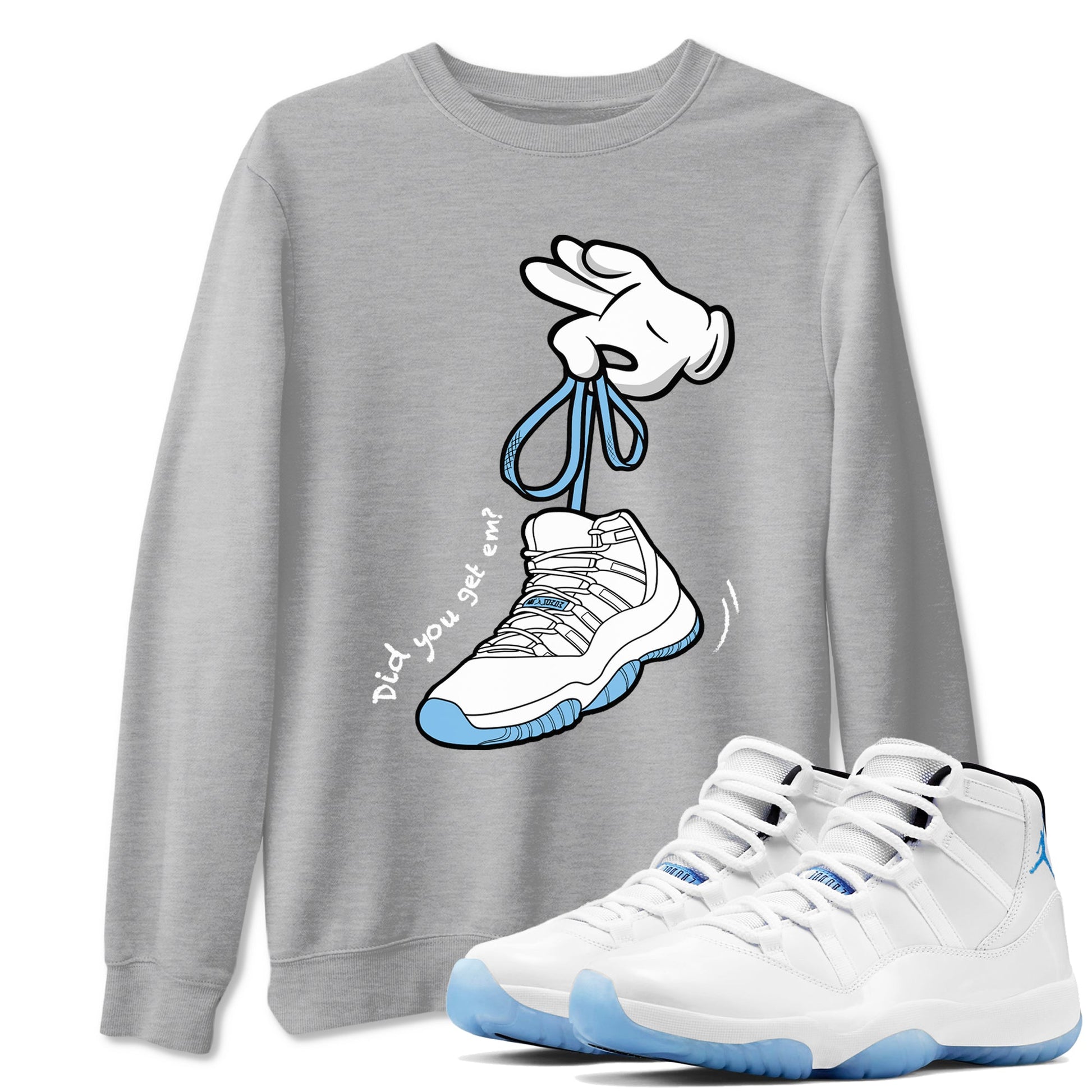 AJ11 Retro Legend Blue shirts to match jordans Cartoon Hands best t shirts to wear with jordans 11s Legend Blue match shoes to clothes SNRT Sneaker Tees unisex cotton Heather Grey 1 shirts