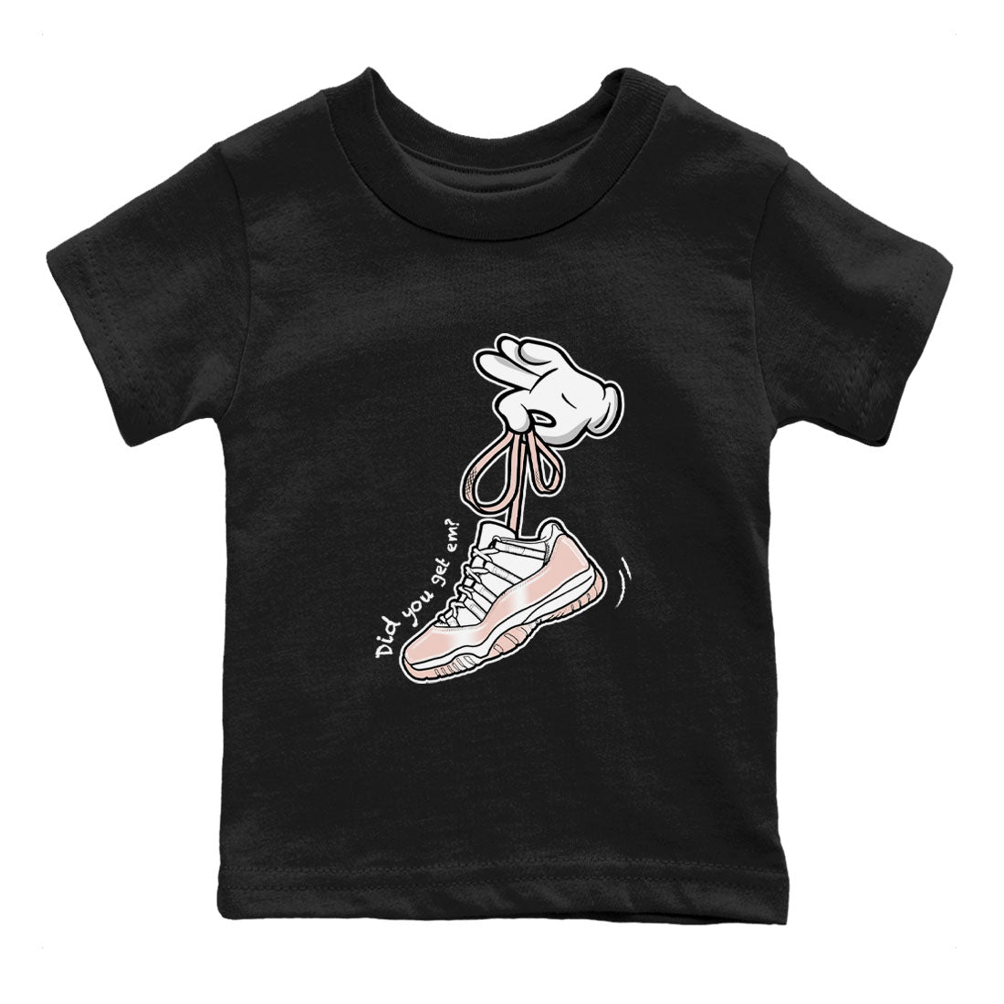 11s Legend Pink shirts to match jordans Cartoon Hands sneaker match tees Air Jordan 11 Legend Pink SNRT Sneaker Tees streetwear brand Baby and Youth Black 2 cotton tee