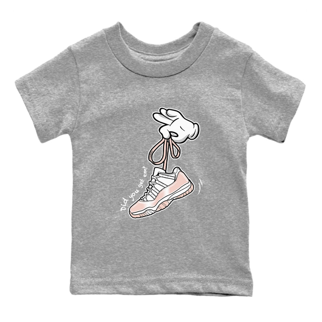 11s Legend Pink shirts to match jordans Cartoon Hands sneaker match tees Air Jordan 11 Legend Pink SNRT Sneaker Tees streetwear brand Baby and Youth Heather Grey 2 cotton tee