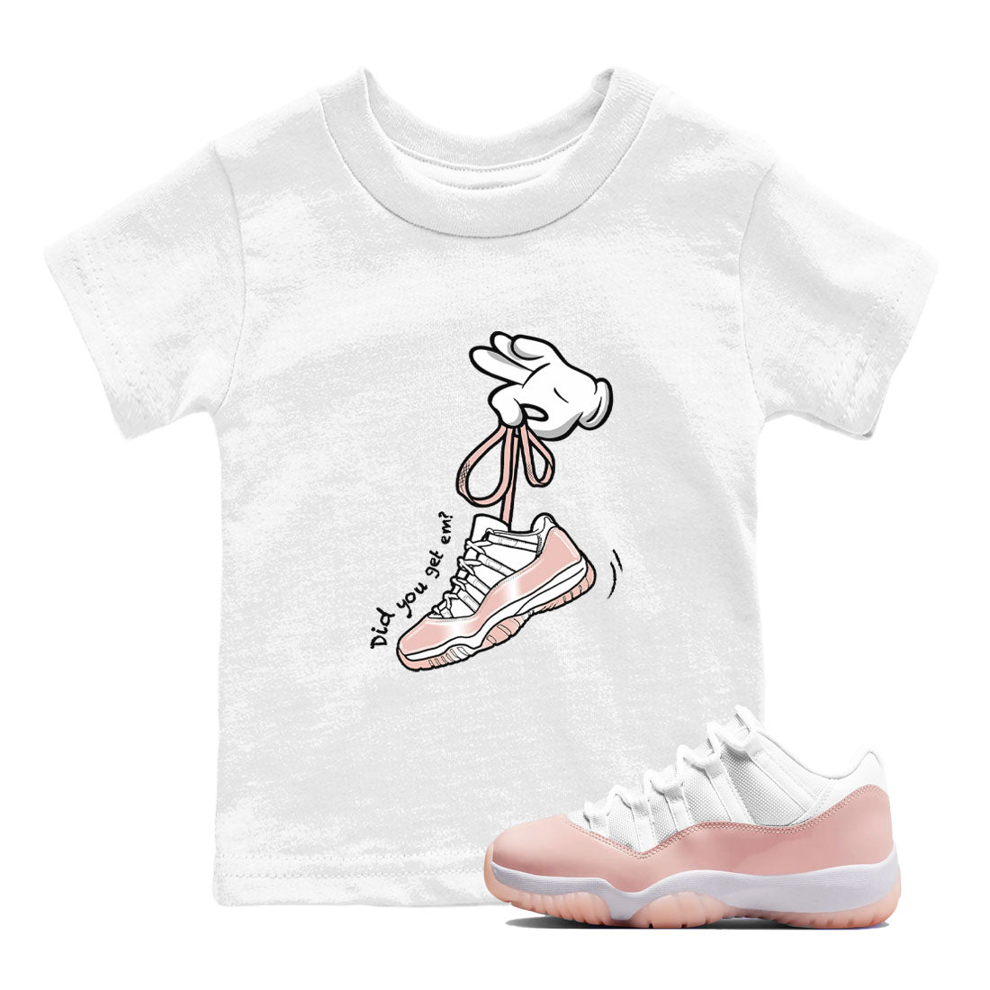11s Legend Pink shirts to match jordans Cartoon Hands sneaker match tees Air Jordan 11 Legend Pink SNRT Sneaker Tees streetwear brand Baby and Youth White 1 cotton tee