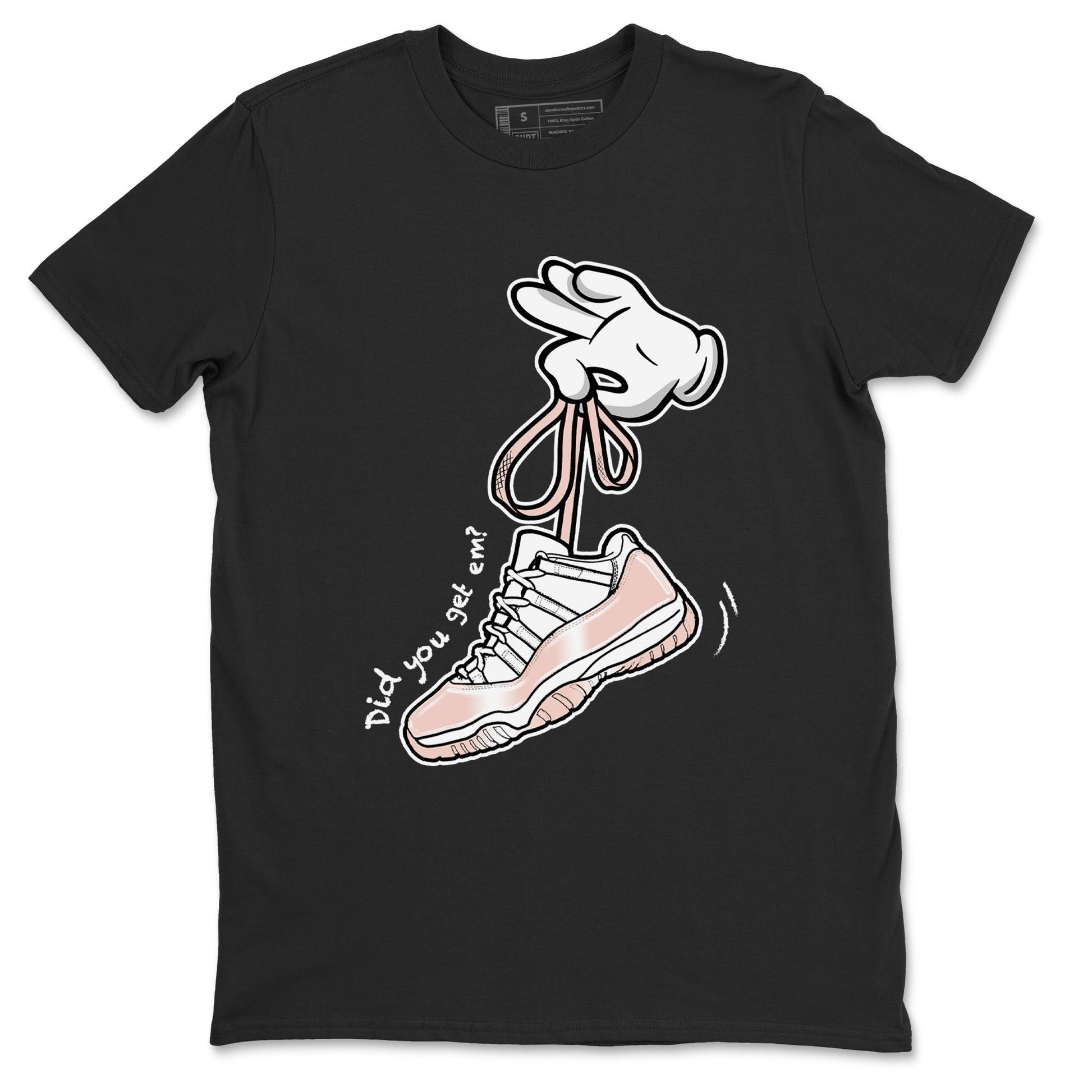 11s Legend Pink shirts to match jordans Cartoon Hands sneaker match tees Air Jordan 11 Legend Pink SNRT Sneaker Tees streetwear brand Black 2 unisex cotton tee
