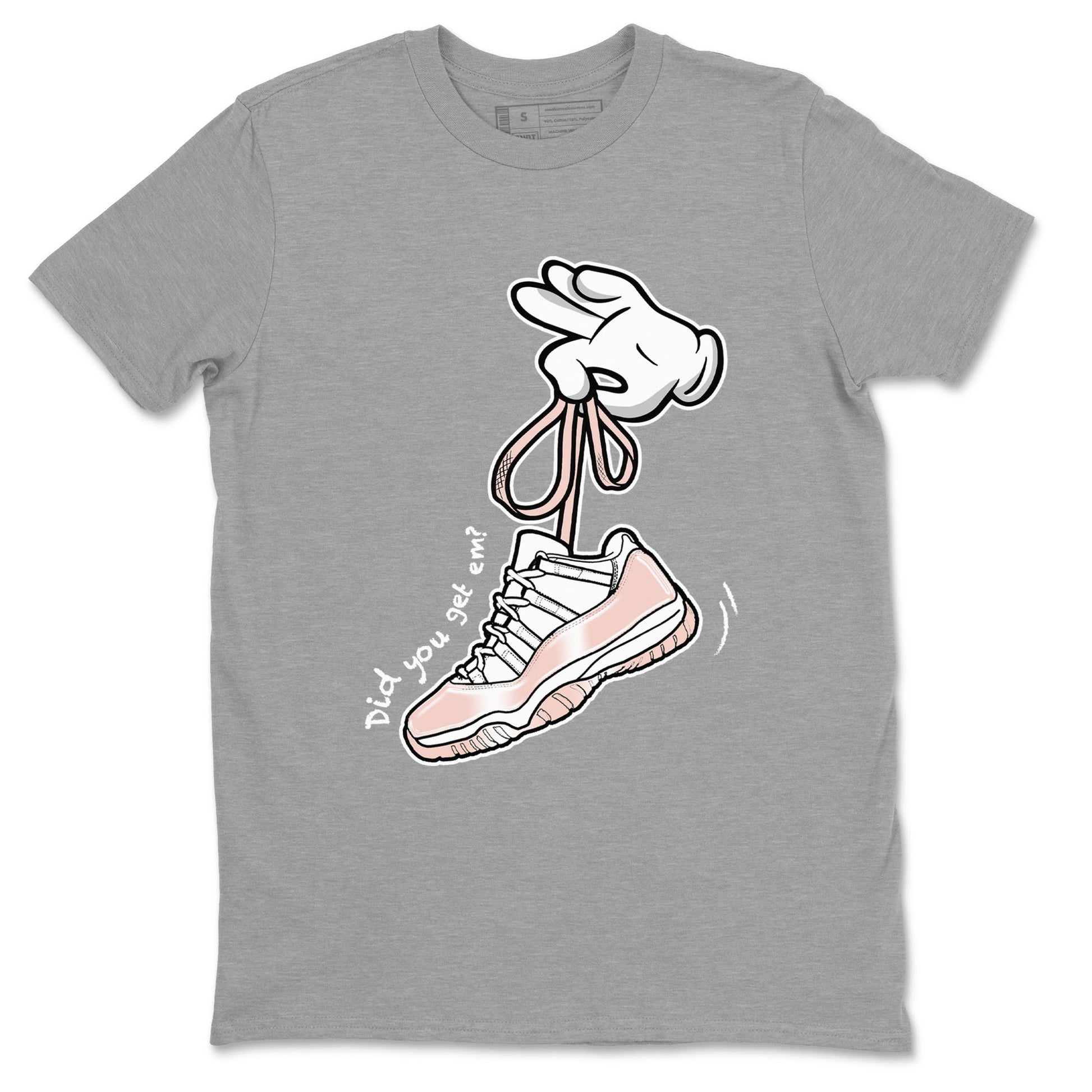11s Legend Pink shirts to match jordans Cartoon Hands sneaker match tees Air Jordan 11 Legend Pink SNRT Sneaker Tees streetwear brand Heather Grey 2 unisex cotton tee
