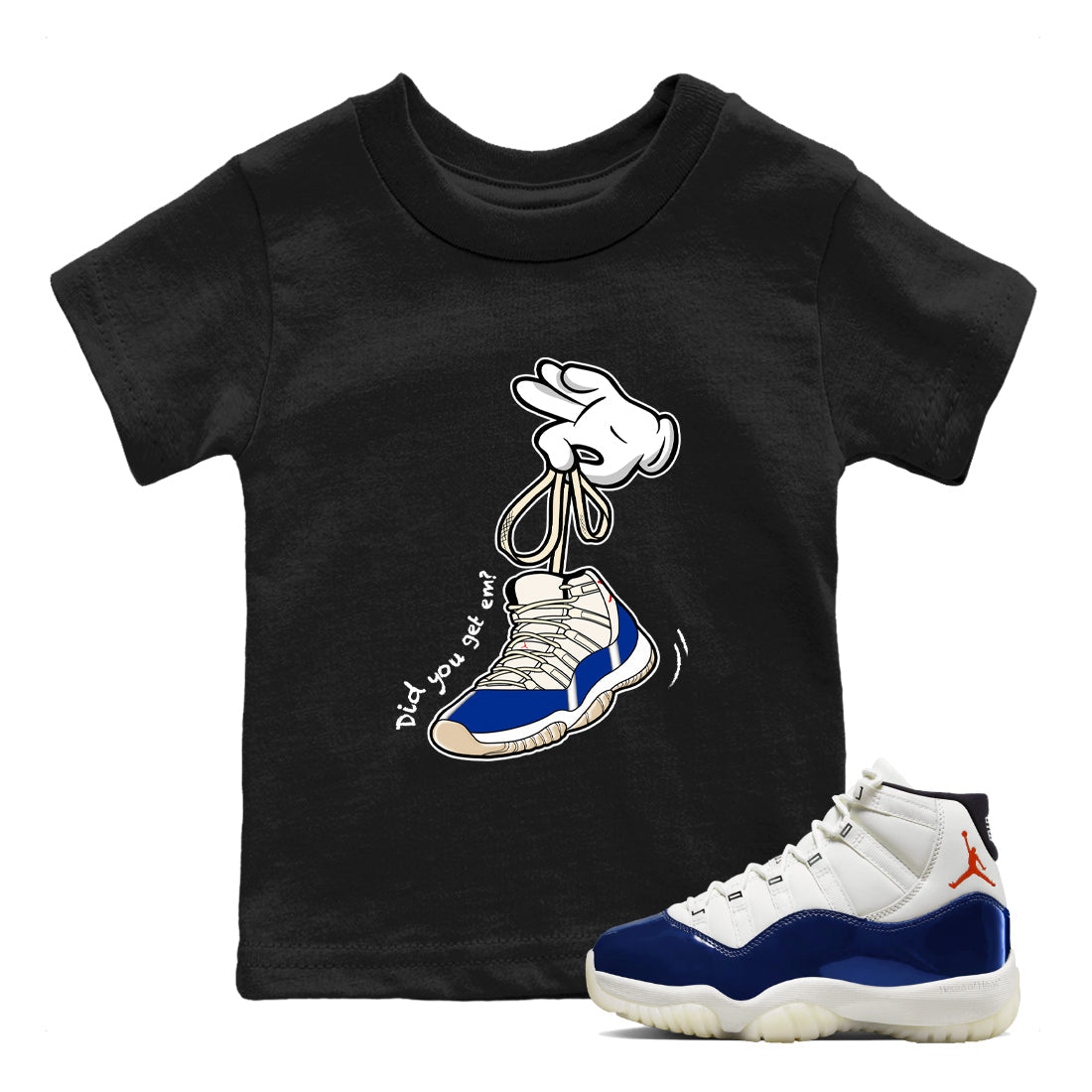 Sneaker Threads – Sneaker Tees To Match Air Jordan 11 Rare Air – Cartoon Hands Youth Graphic Tee Black 1. Perfect for Jordan releases 2025 colorways.