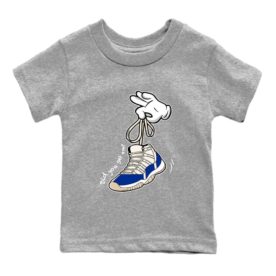 Sneaker Threads – Sneaker Tees To Match Air Jordan 11 Rare Air – Cartoon Hands Youth Graphic Tee Heather Grey 2. Perfect for Jordan releases 2025 colorways.
