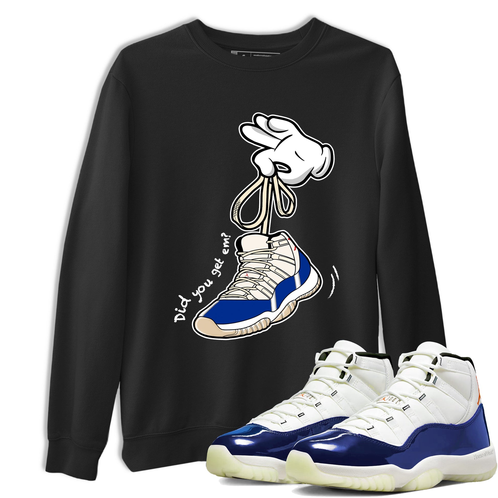 Sneaker Threads – Sneaker Tees To Match Air Jordan 11 Rare Air – Cartoon Hands Graphic Tee Black 1. Perfect for Jordan releases 2025 colorways.