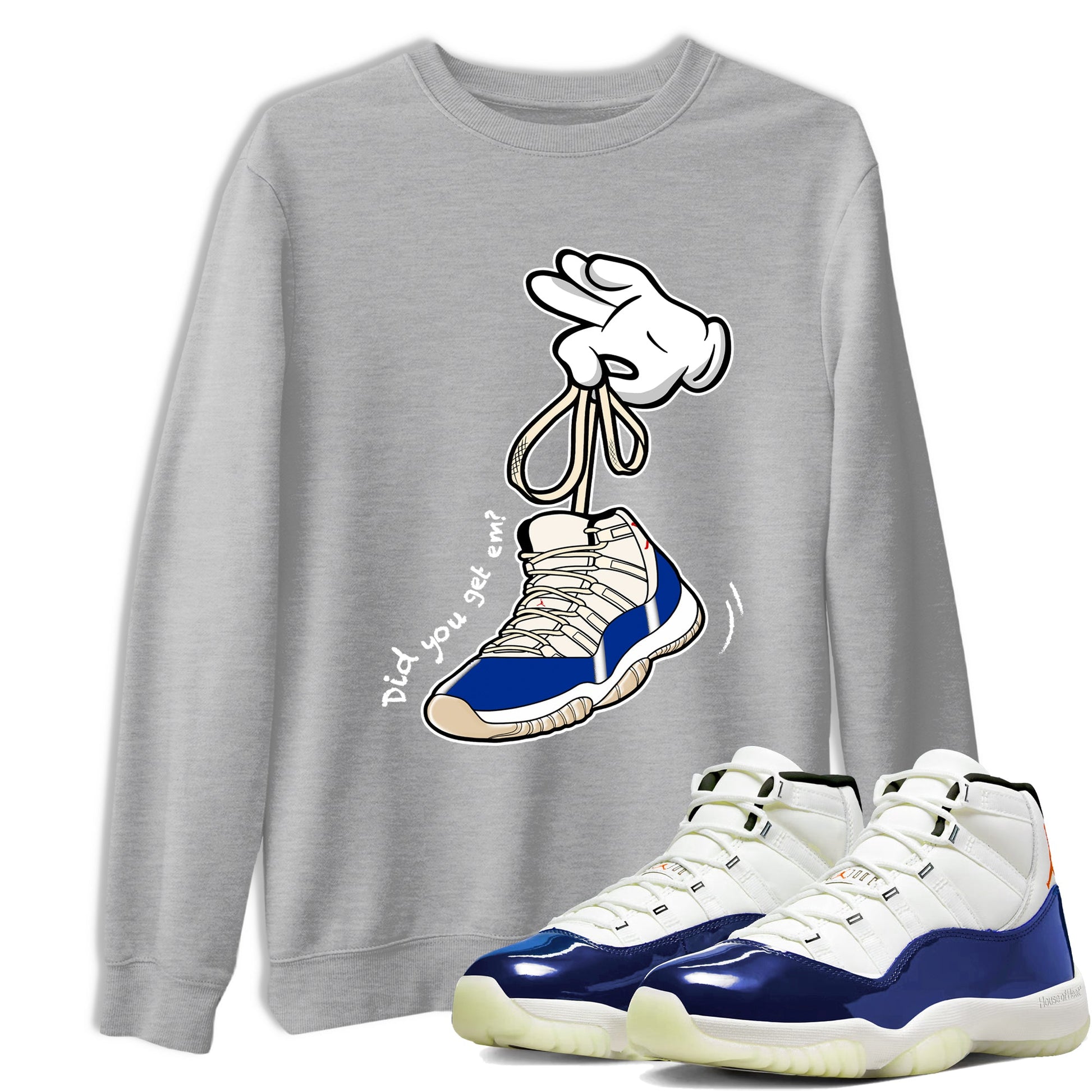 Sneaker Threads – Sneaker Tees To Match Air Jordan 11 Rare Air – Cartoon Hands Graphic Tee Heather Grey 1. Perfect for Jordan releases 2025 colorways.
