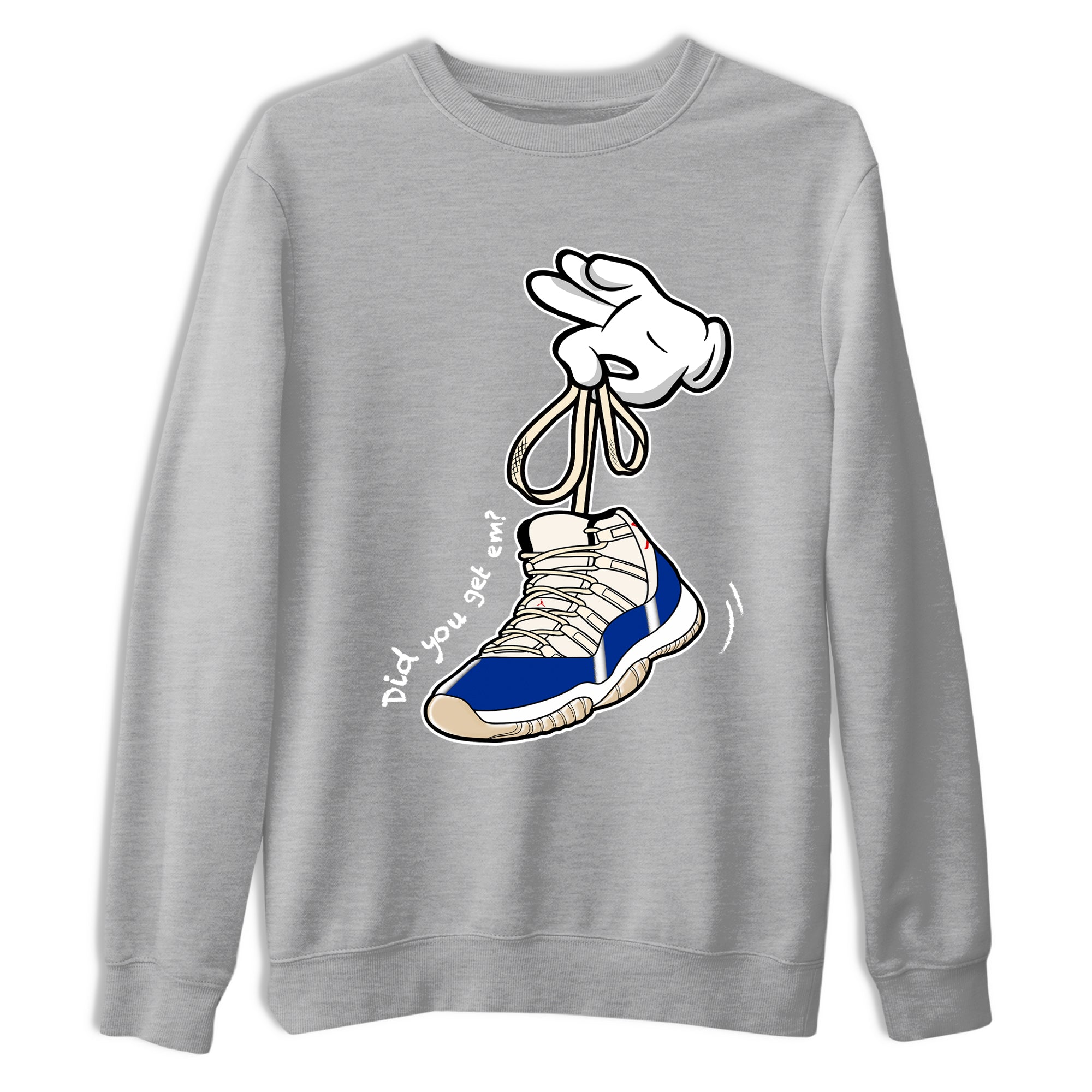Sneaker Threads – Sneaker Tees To Match Air Jordan 11 Rare Air – Cartoon Hands Graphic Tee Heather Grey 2. Perfect for Jordan releases 2025 colorways.