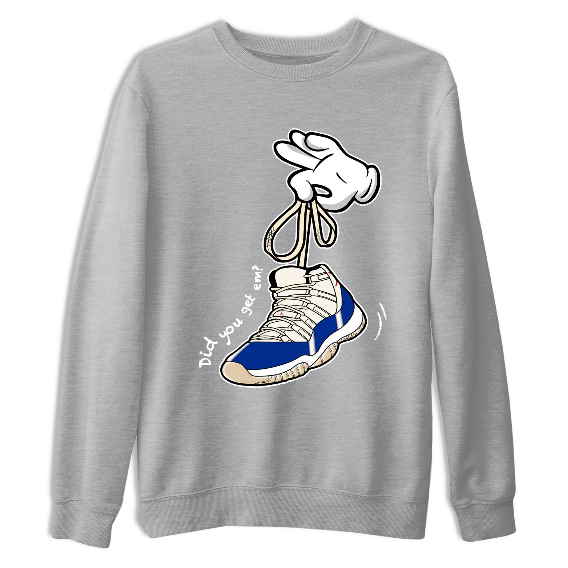 Sneaker Threads – Sneaker Tees To Match Air Jordan 11 Rare Air – Cartoon Hands Graphic Tee Heather Grey 2. Perfect for Jordan releases 2025 colorways.