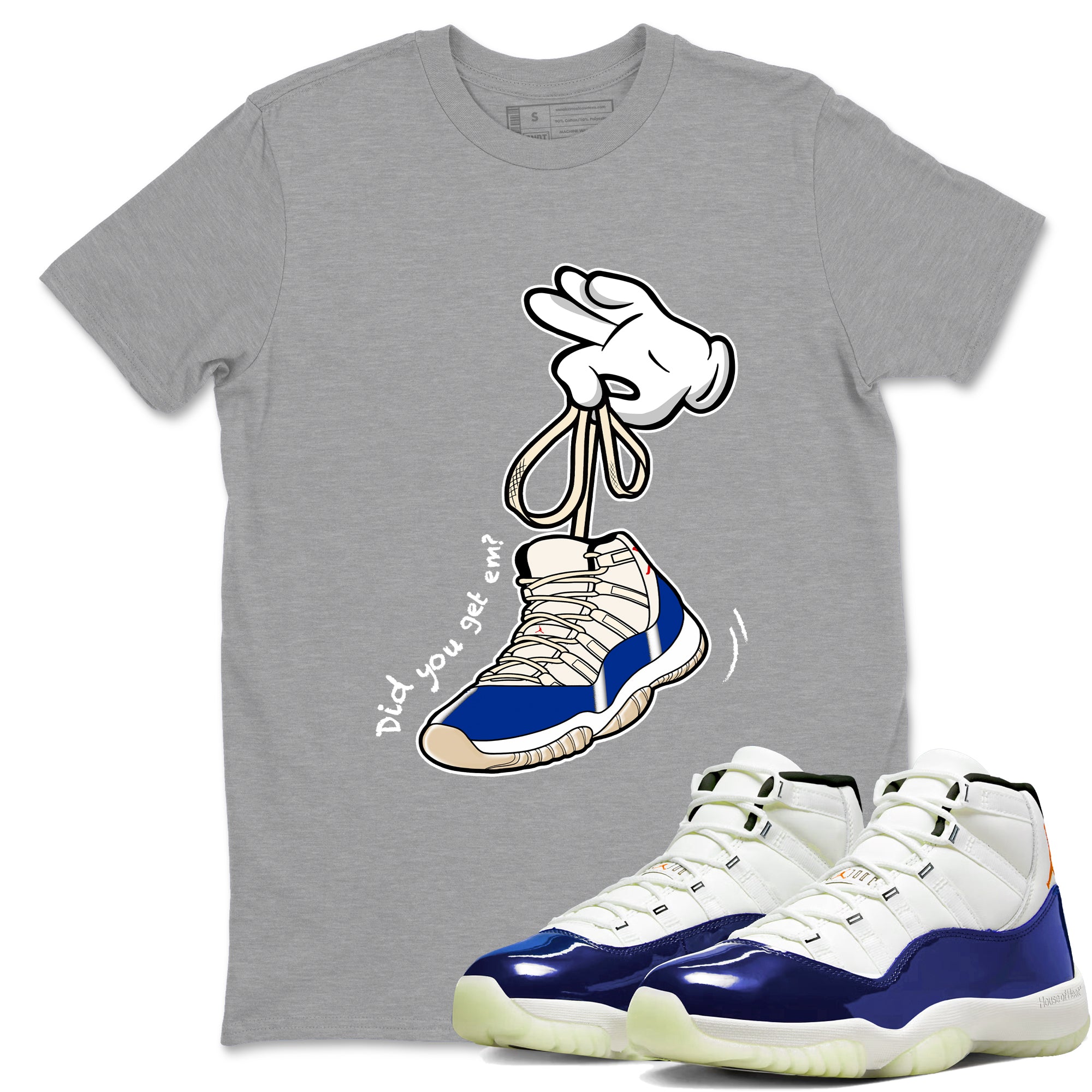 Sneaker Threads – Sneaker Tees To Match Air Jordan 11 Rare Air – Cartoon Hands Graphic Tee Heather Grey 1. Perfect for Jordan releases 2025 colorways.