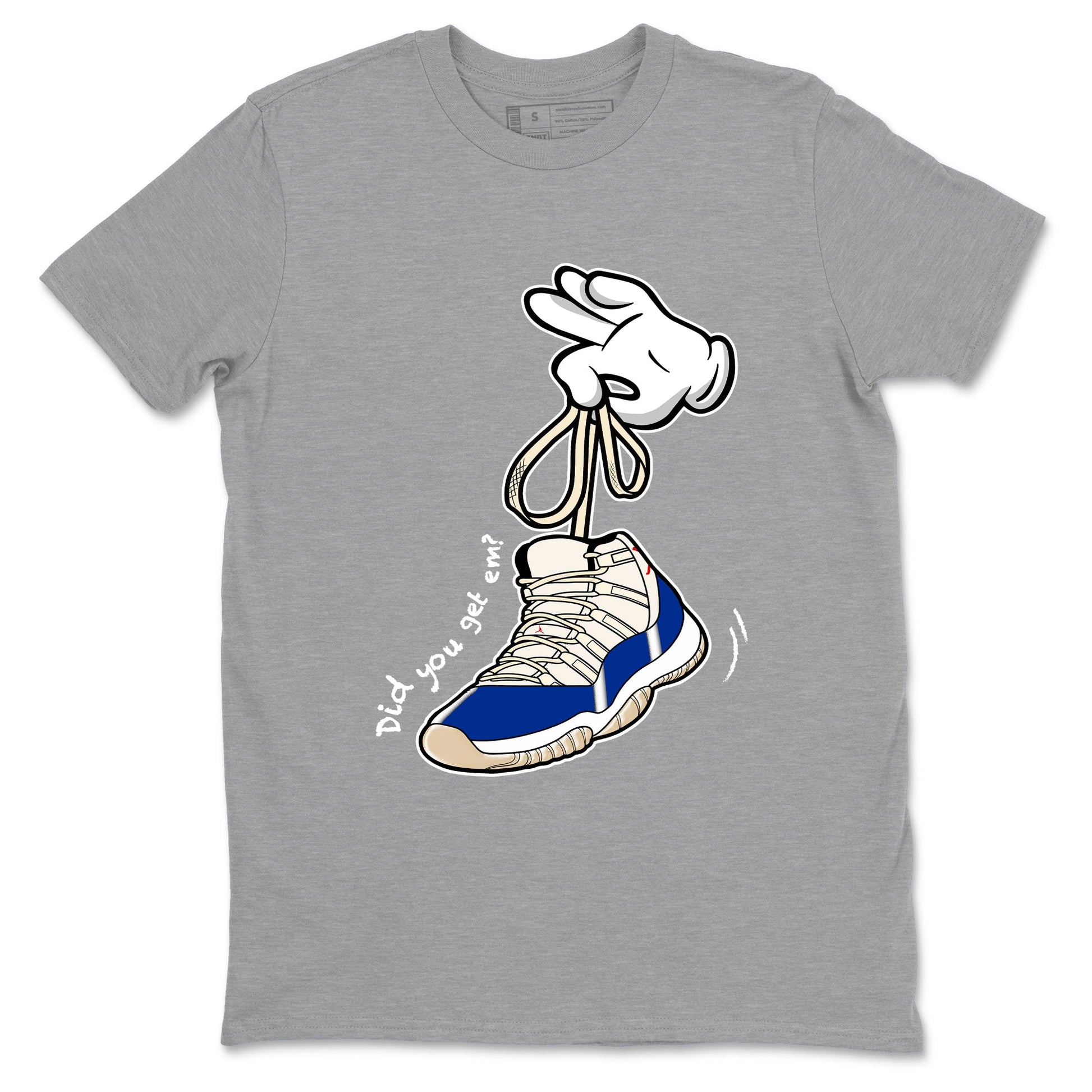 Sneaker Threads – Sneaker Tees To Match Air Jordan 11 Rare Air – Cartoon Hands Graphic Tee Heather Grey 2. Perfect for Jordan releases 2025 colorways.