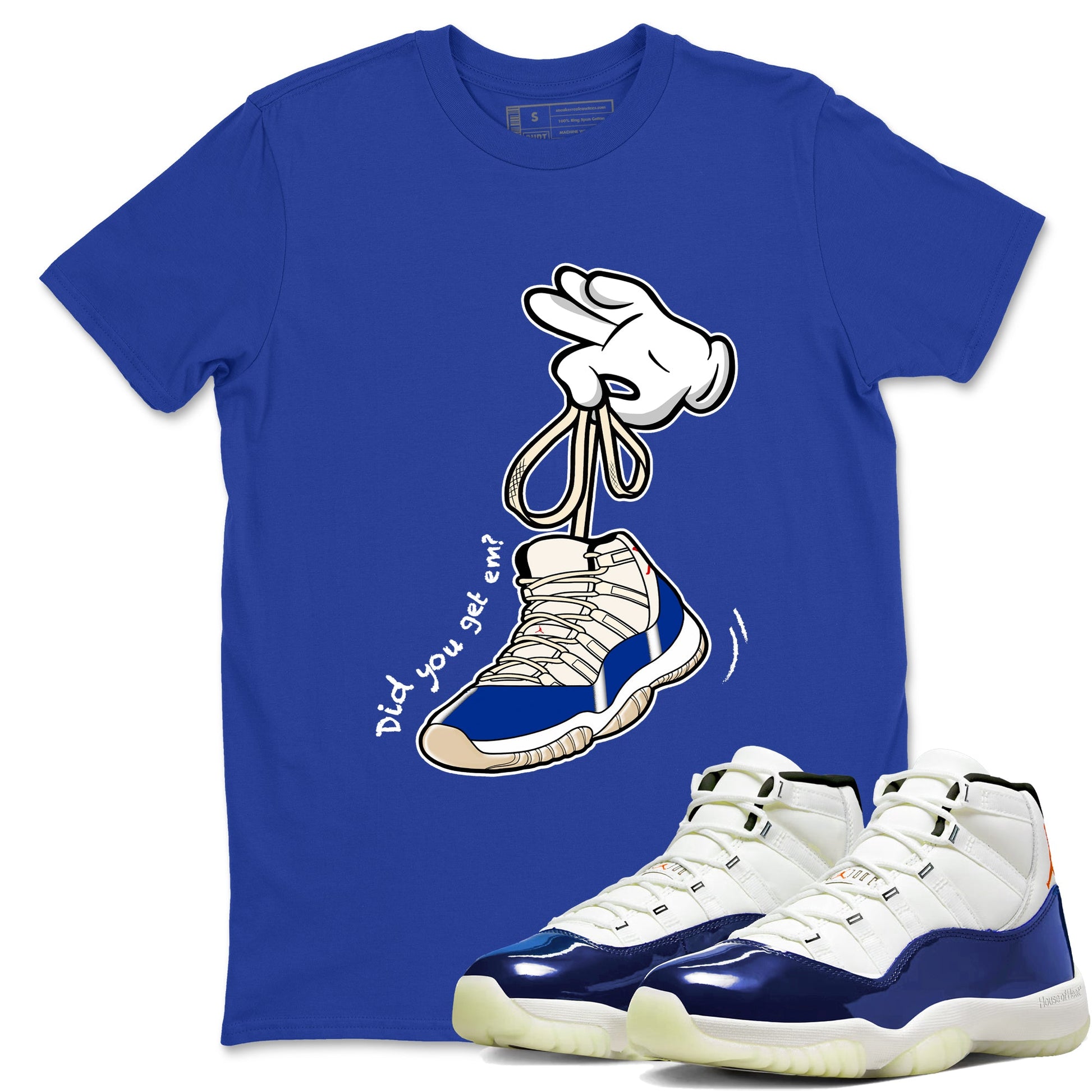 Sneaker Threads – Sneaker Tees To Match Air Jordan 11 Rare Air – Cartoon Hands Graphic Tee Royal Blue 1. Perfect for Jordan releases 2025 colorways.