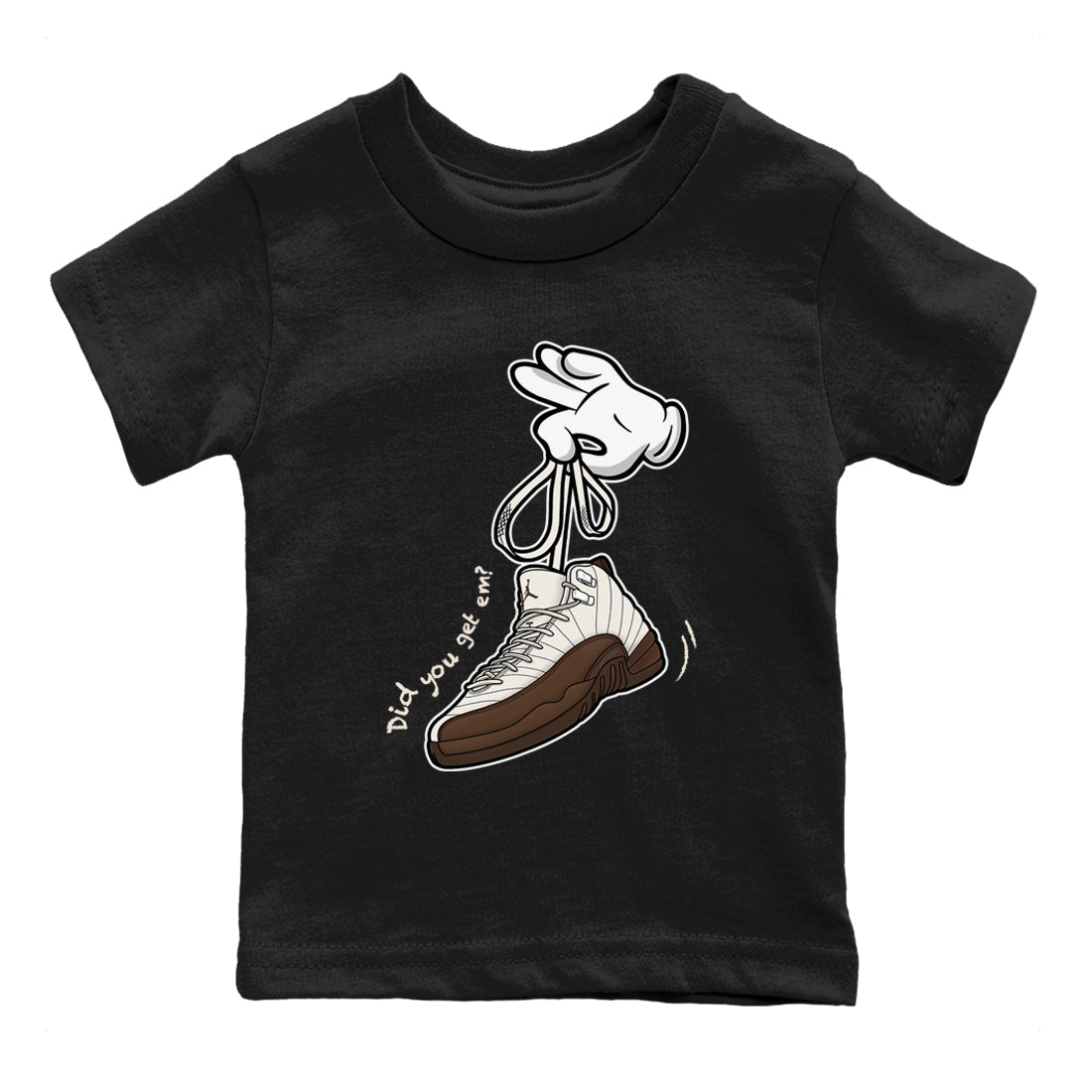 AJ12 Baroque Brown shirts to match jordans Cartoon Hands best t shirts to wear with jordans SoleFly x Jordan 12 Baroque Brown match shoes to clothes SNRT Sneaker Tees Youth Baby Black 2 tee