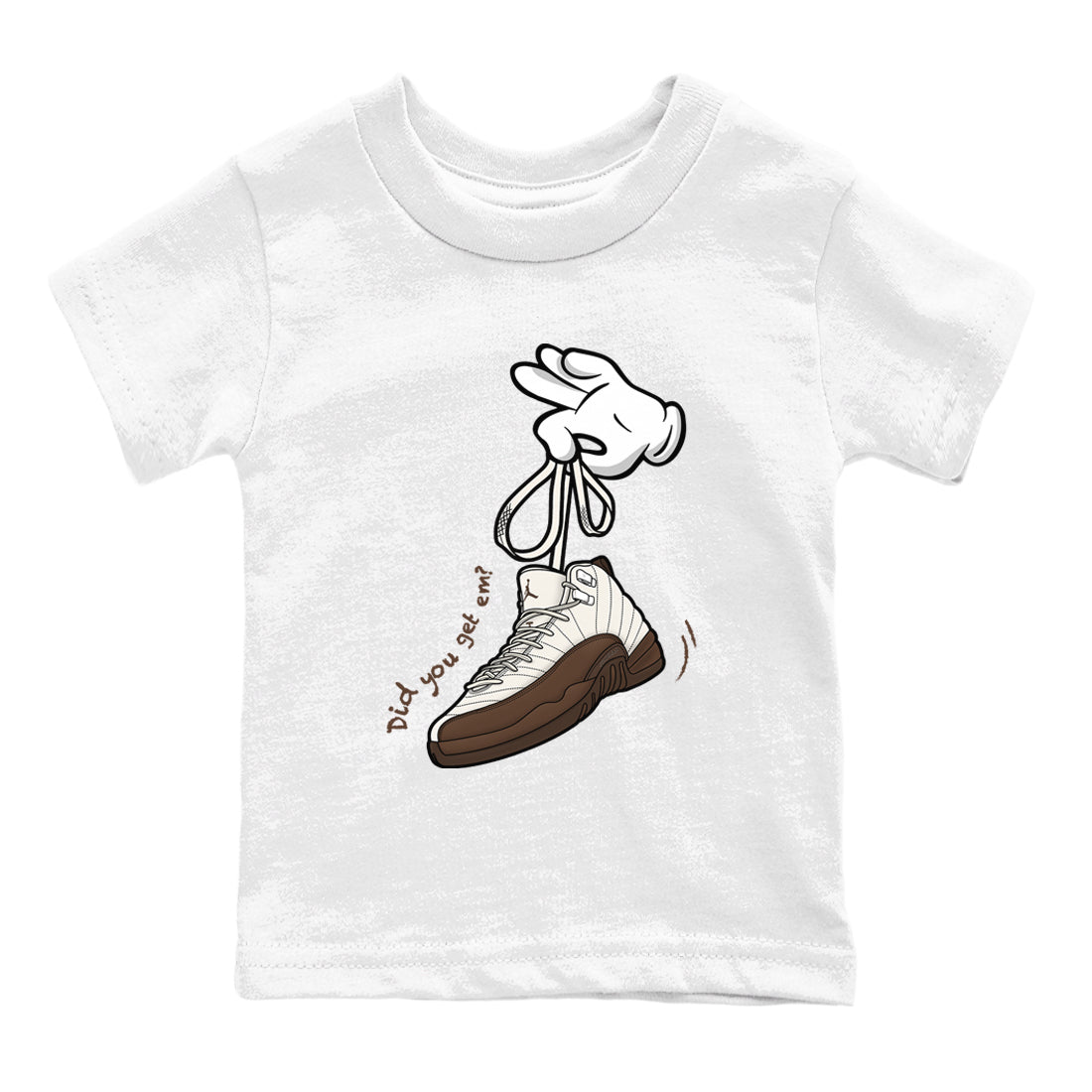AJ12 Baroque Brown shirts to match jordans Cartoon Hands best t shirts to wear with jordans SoleFly x Jordan 12 Baroque Brown match shoes to clothes SNRT Sneaker Tees Youth Baby White 2 tee