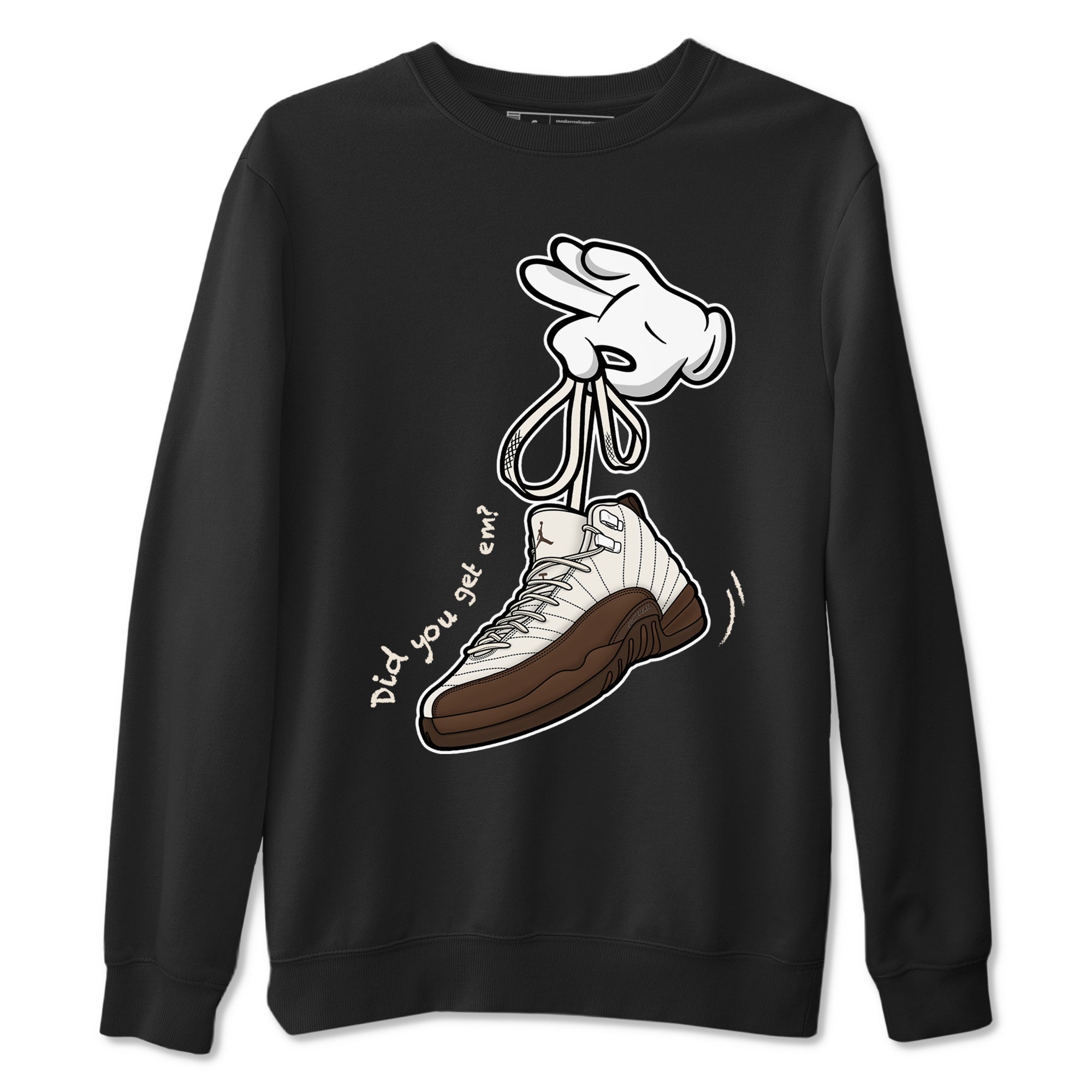 AJ12 Baroque Brown shirts to match jordans Cartoon Hands best t shirts to wear with jordans SoleFly x Jordan 12 Baroque Brown match shoes to clothes SNRT Sneaker Tees unisex cotton Black 2 shirts